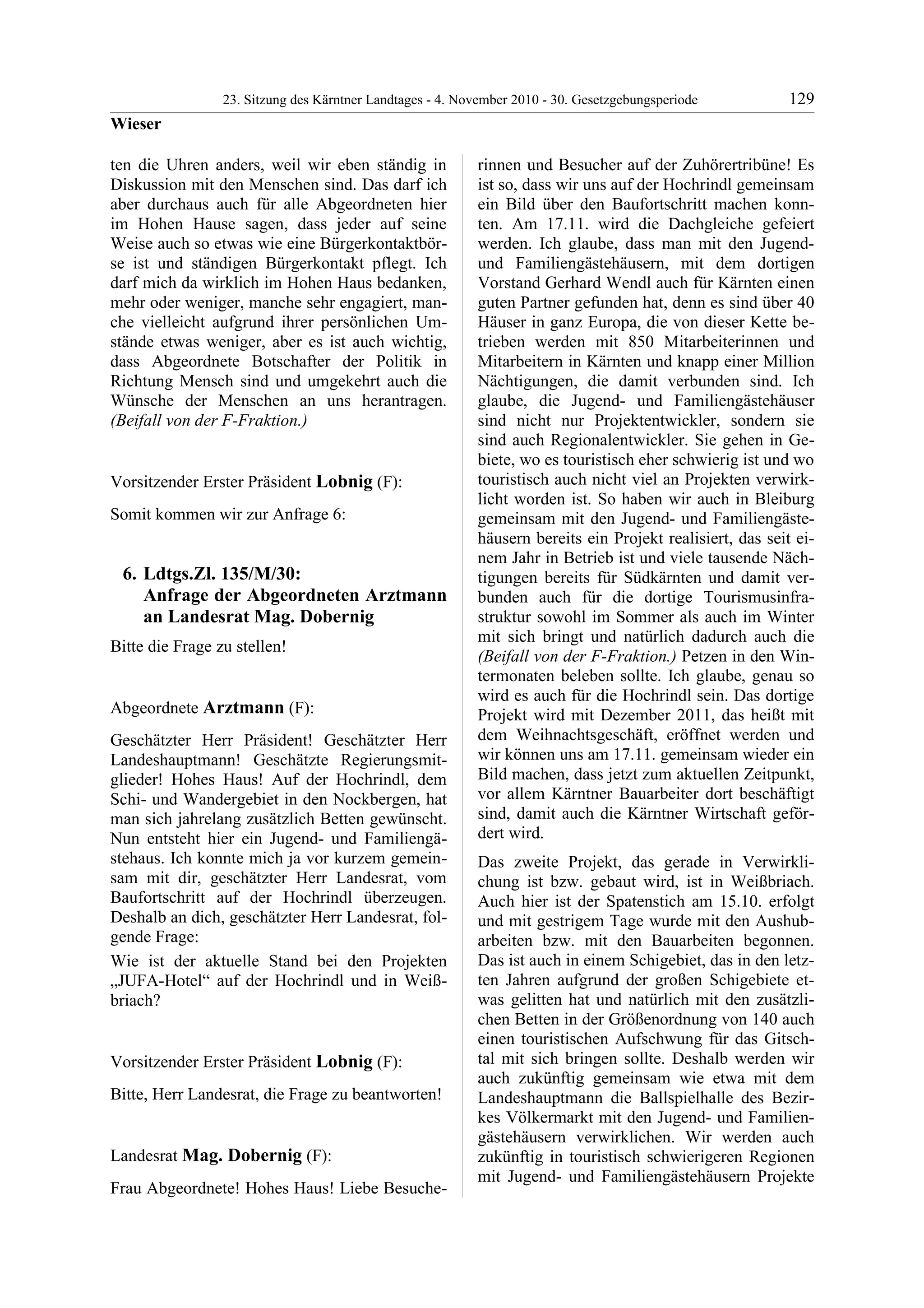 23. LTG-Sitzung am 4. November 2010