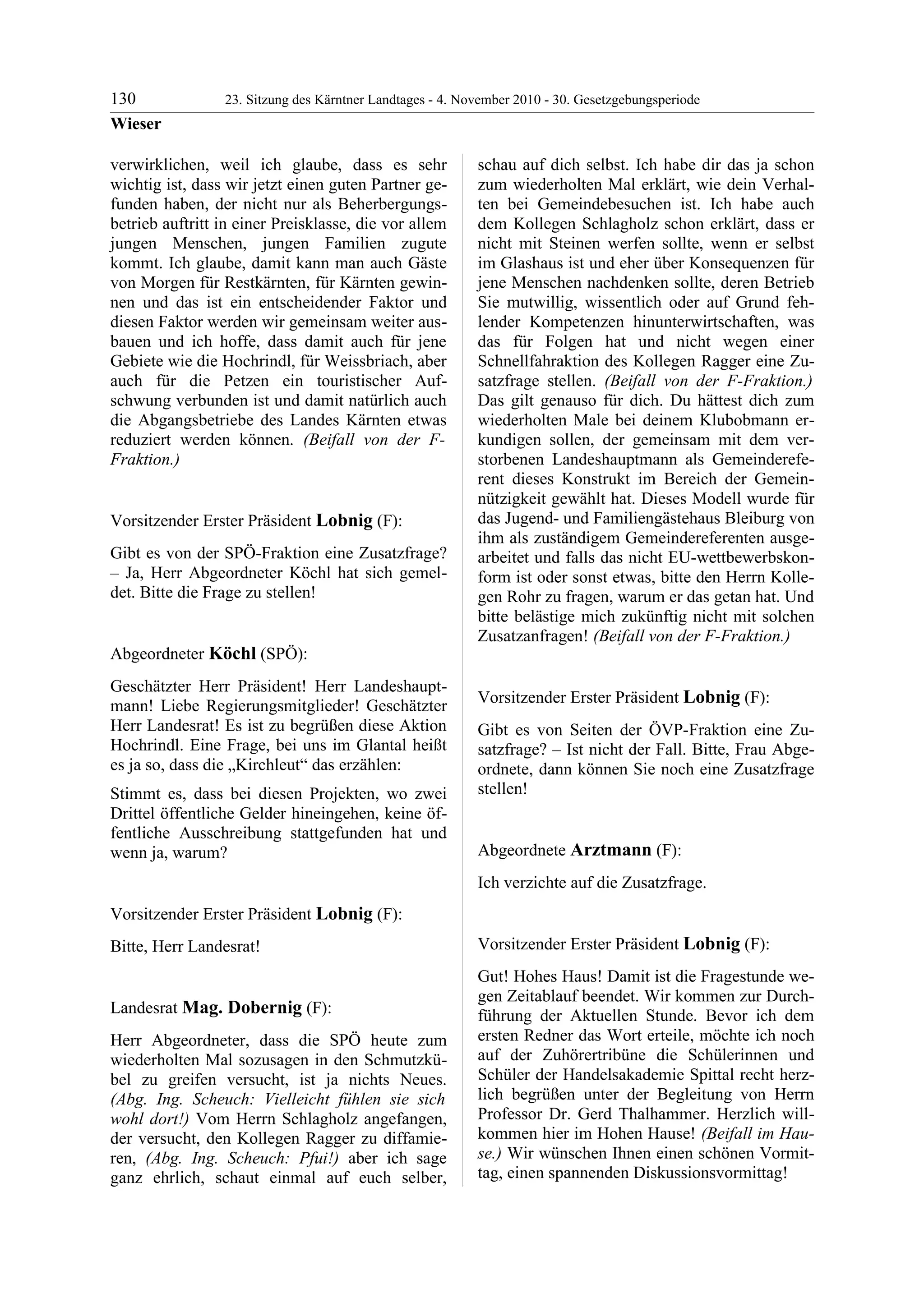 23. LTG-Sitzung am 4. November 2010