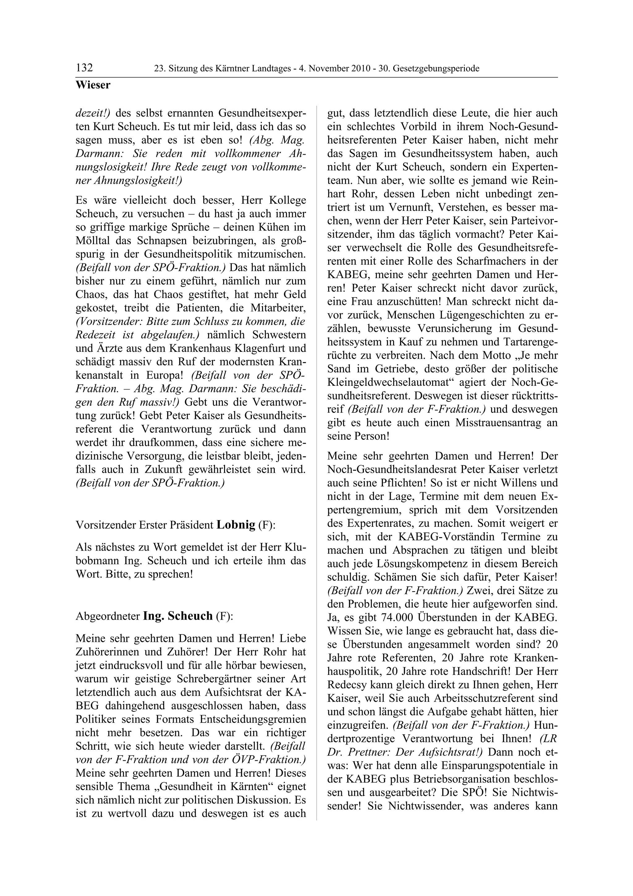 23. LTG-Sitzung am 4. November 2010