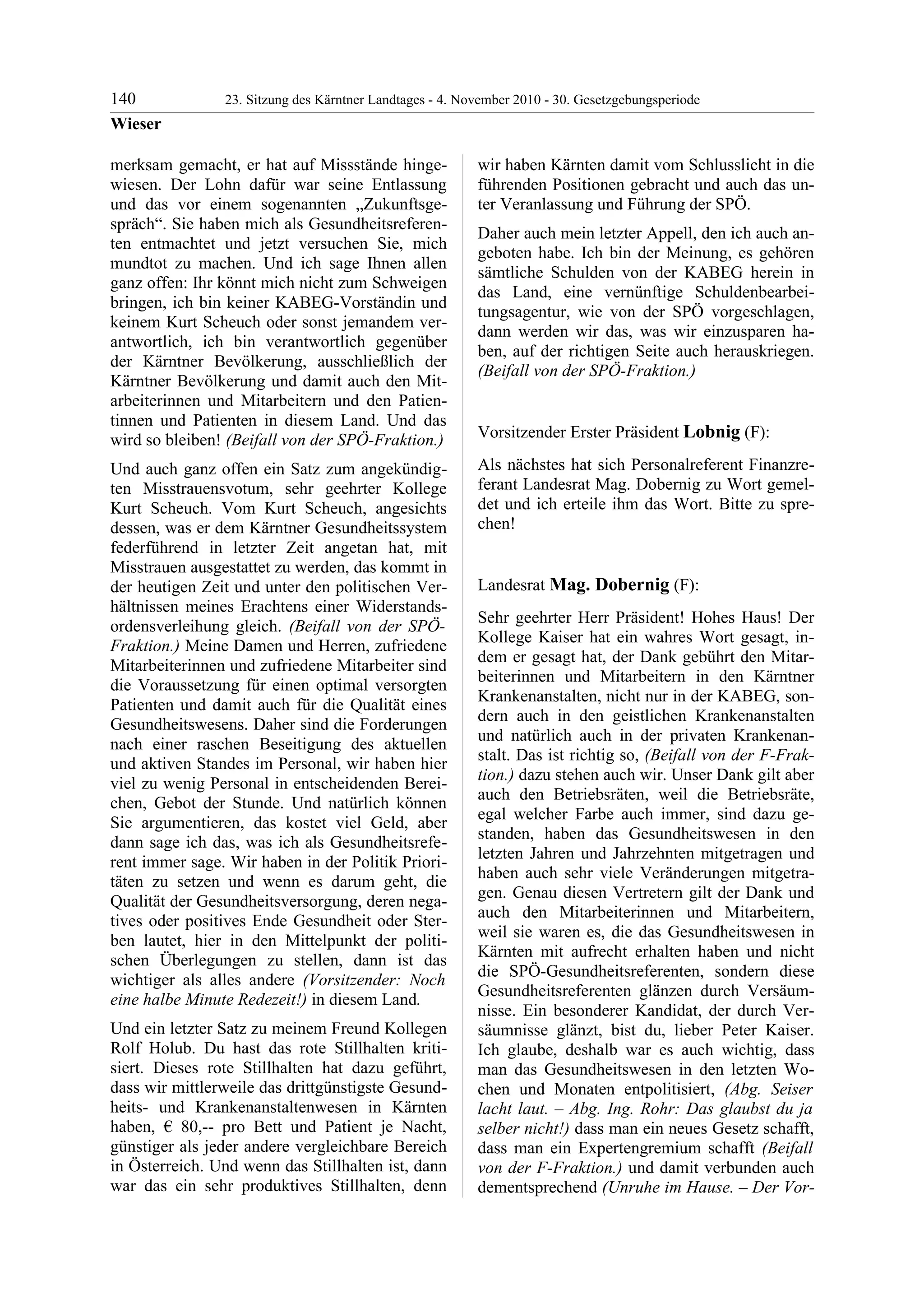 23. LTG-Sitzung am 4. November 2010