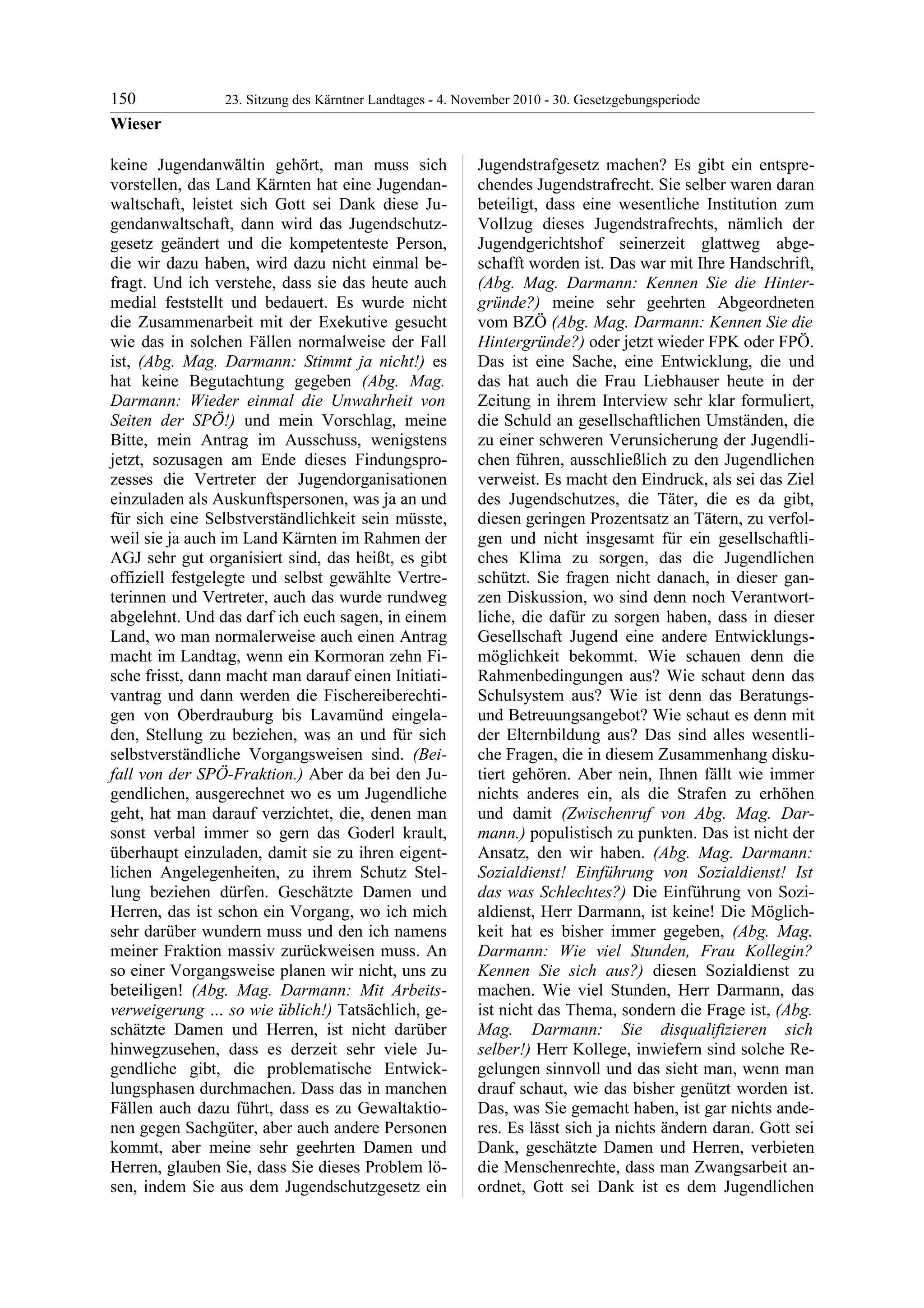 23. LTG-Sitzung am 4. November 2010