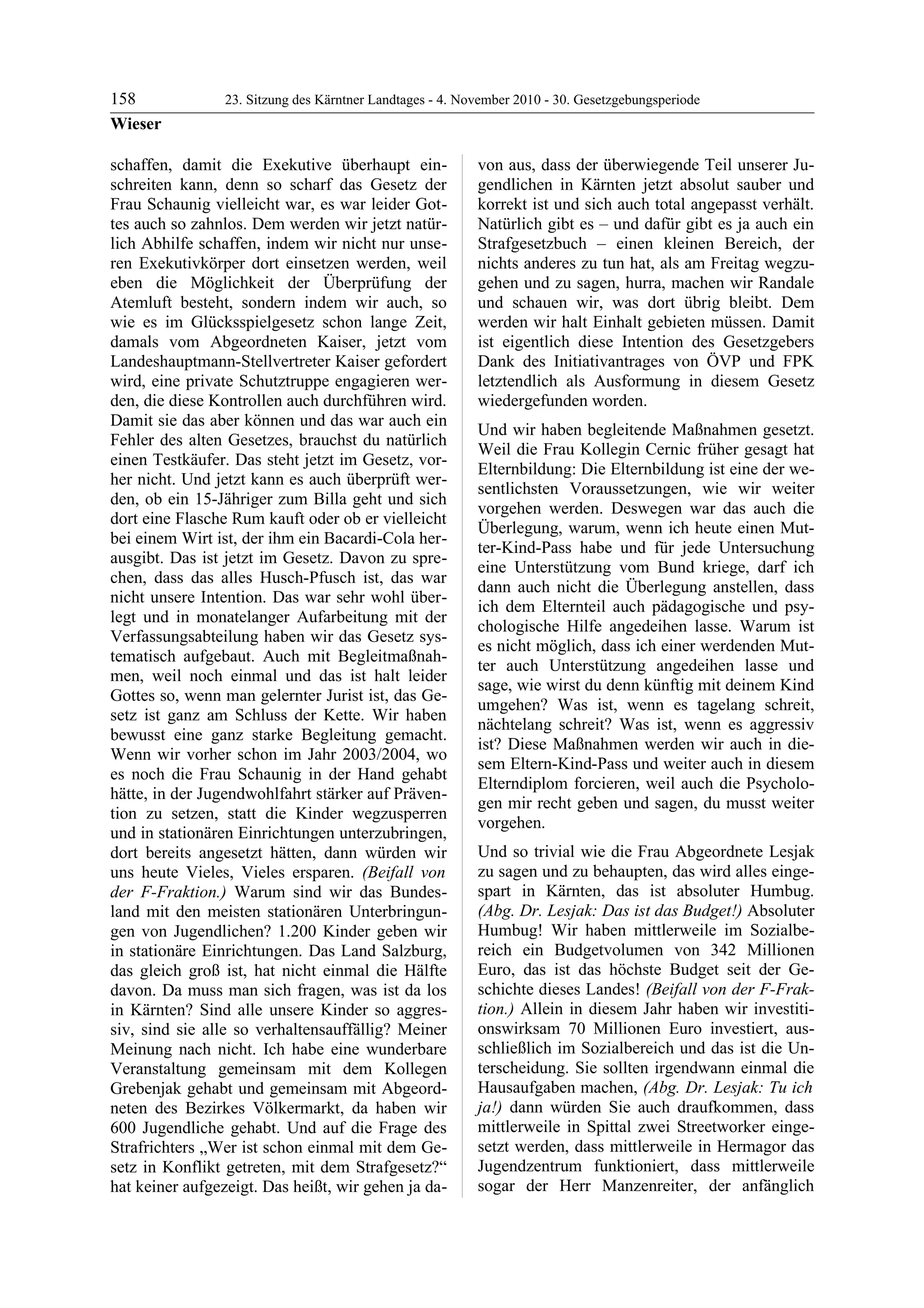 23. LTG-Sitzung am 4. November 2010