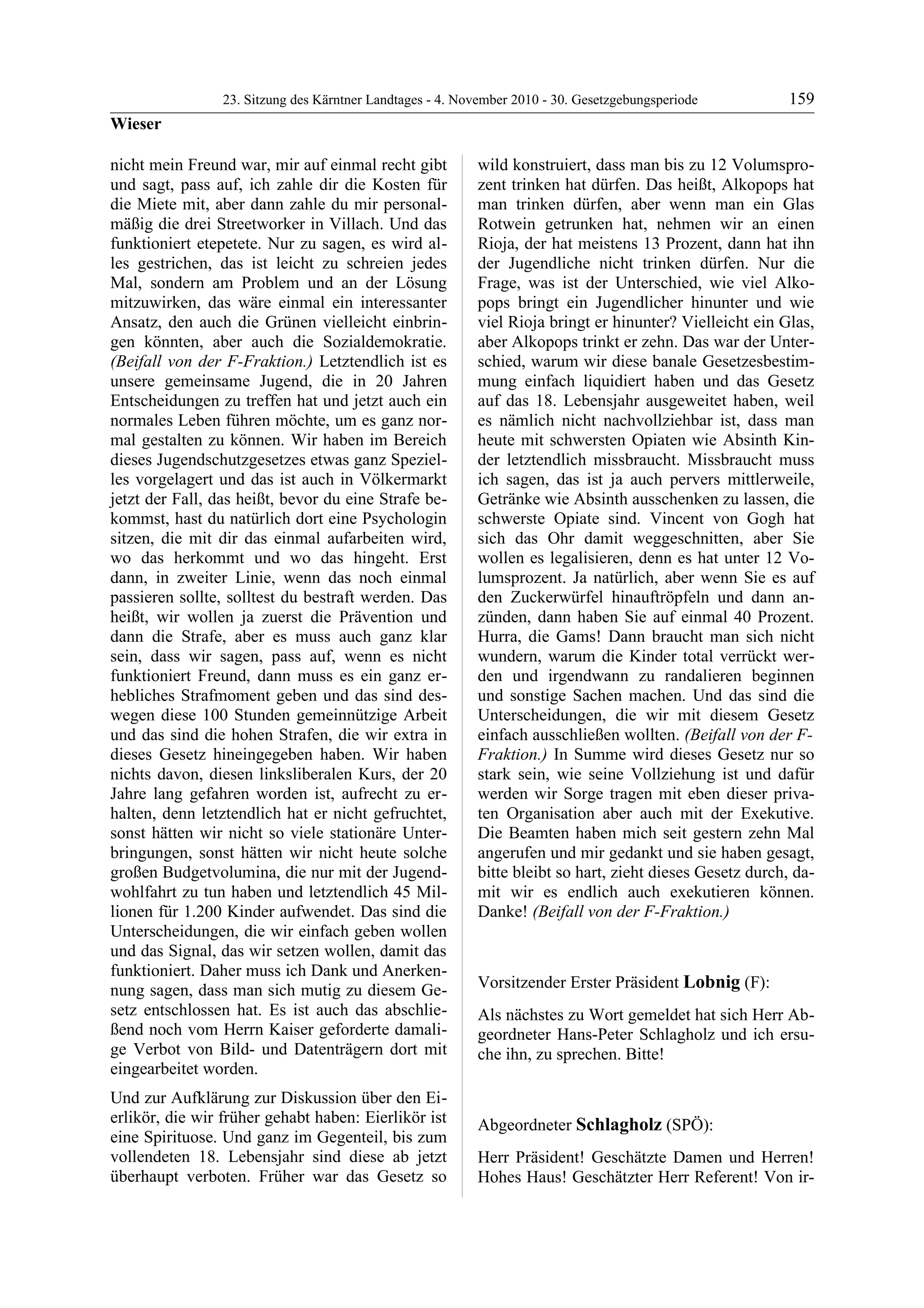 23. LTG-Sitzung am 4. November 2010