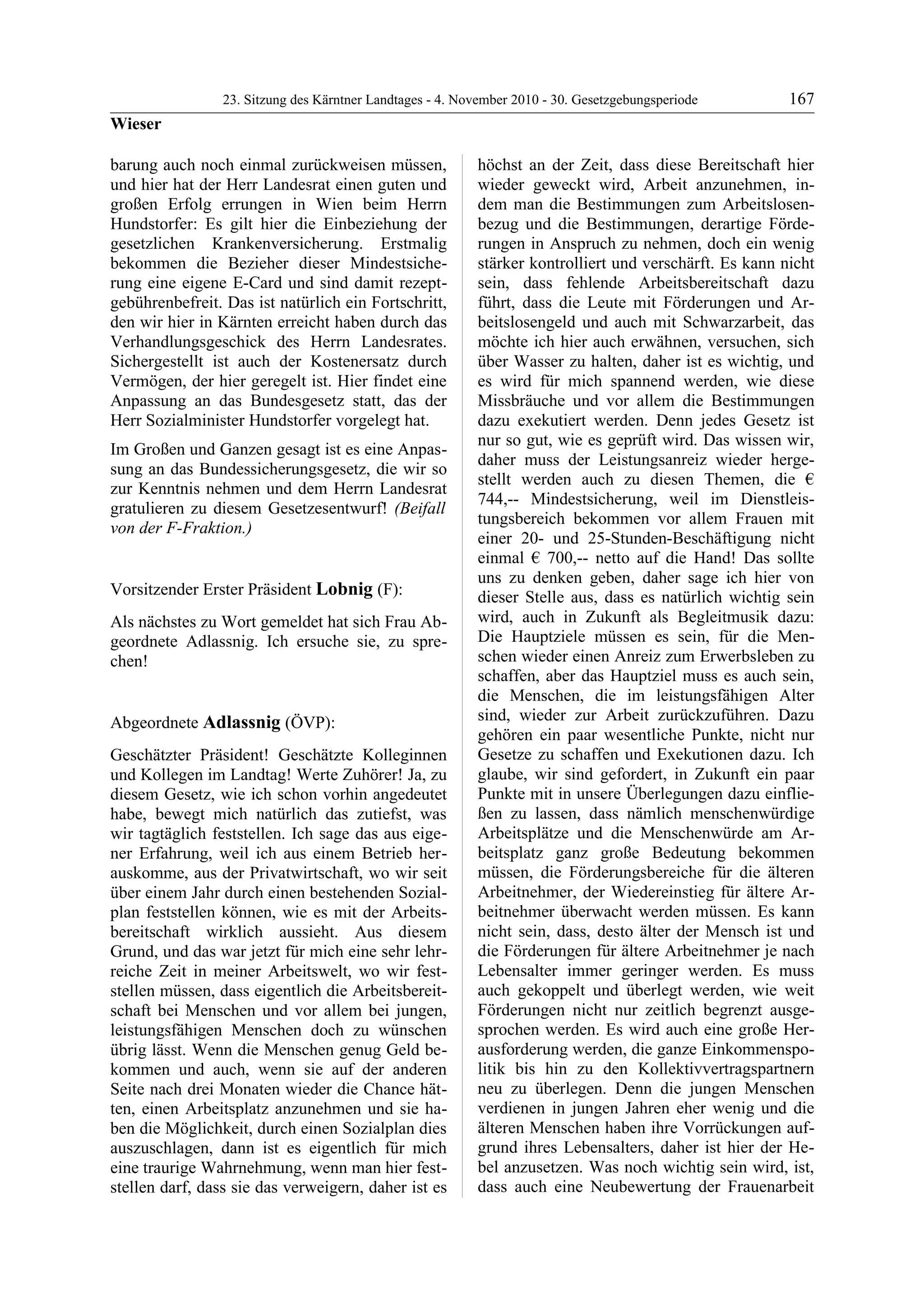 23. LTG-Sitzung am 4. November 2010