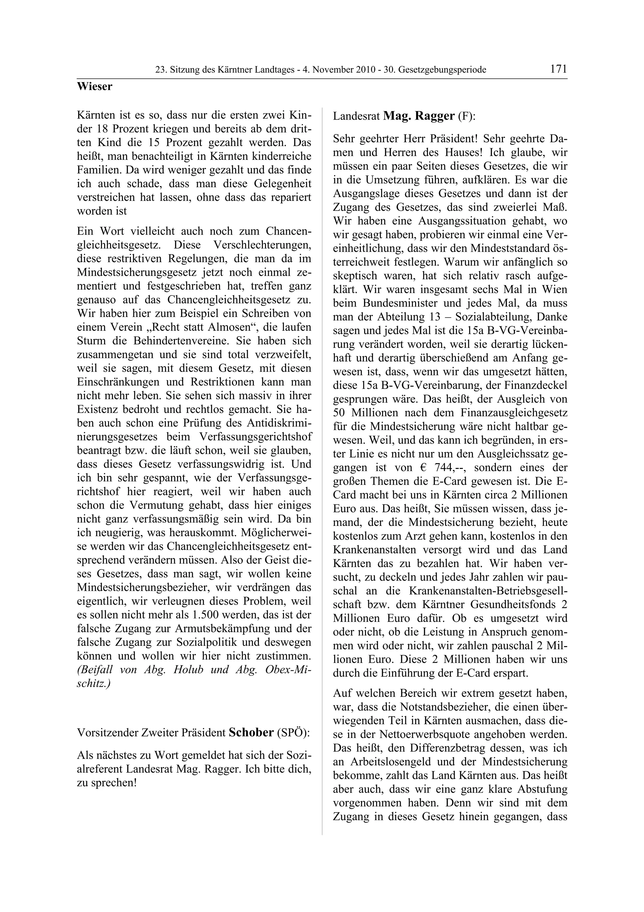 23. LTG-Sitzung am 4. November 2010