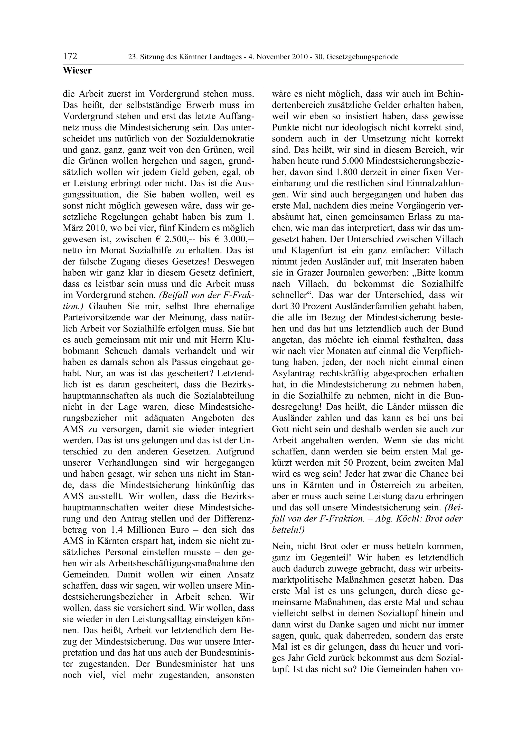 23. LTG-Sitzung am 4. November 2010