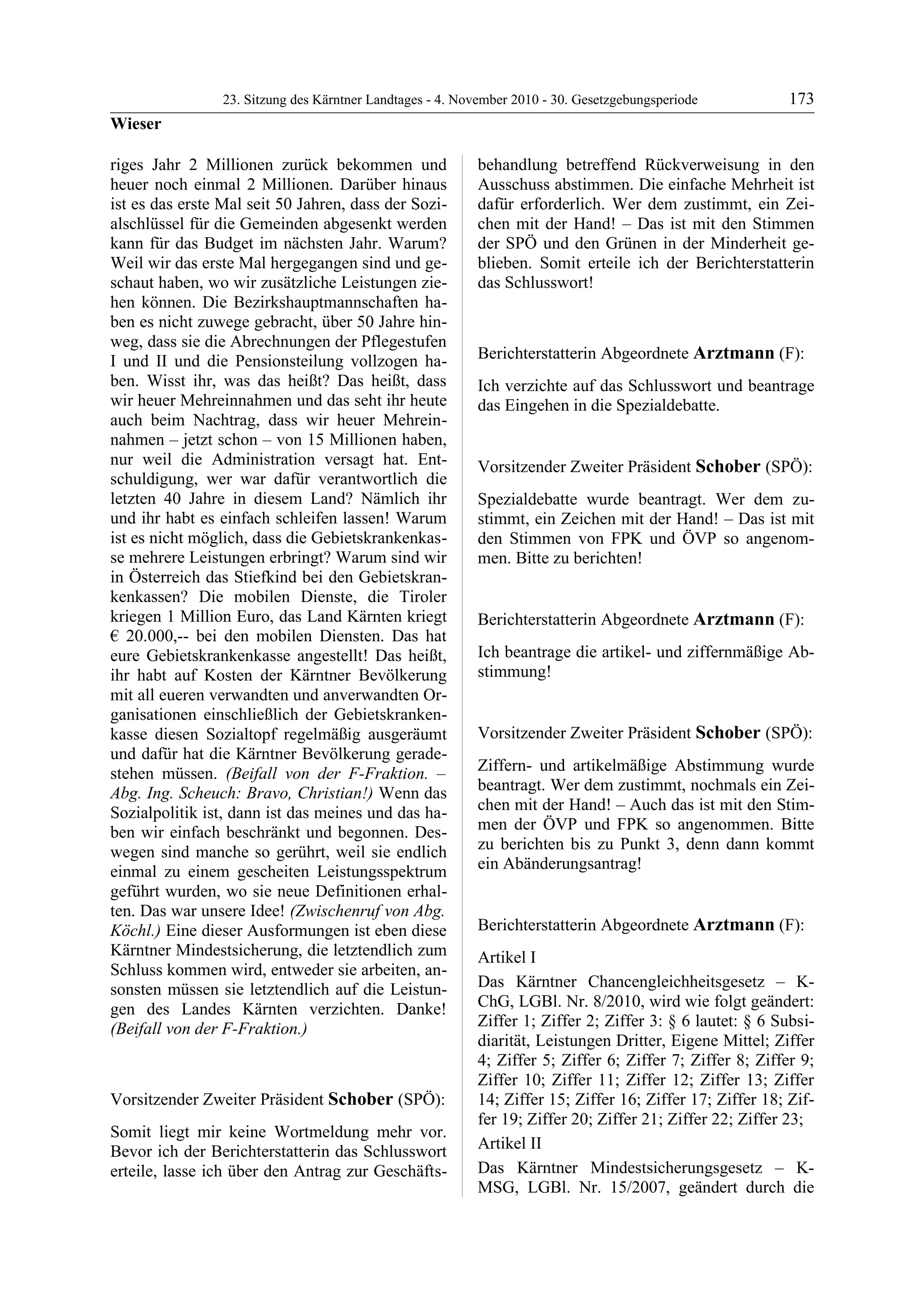 23. LTG-Sitzung am 4. November 2010