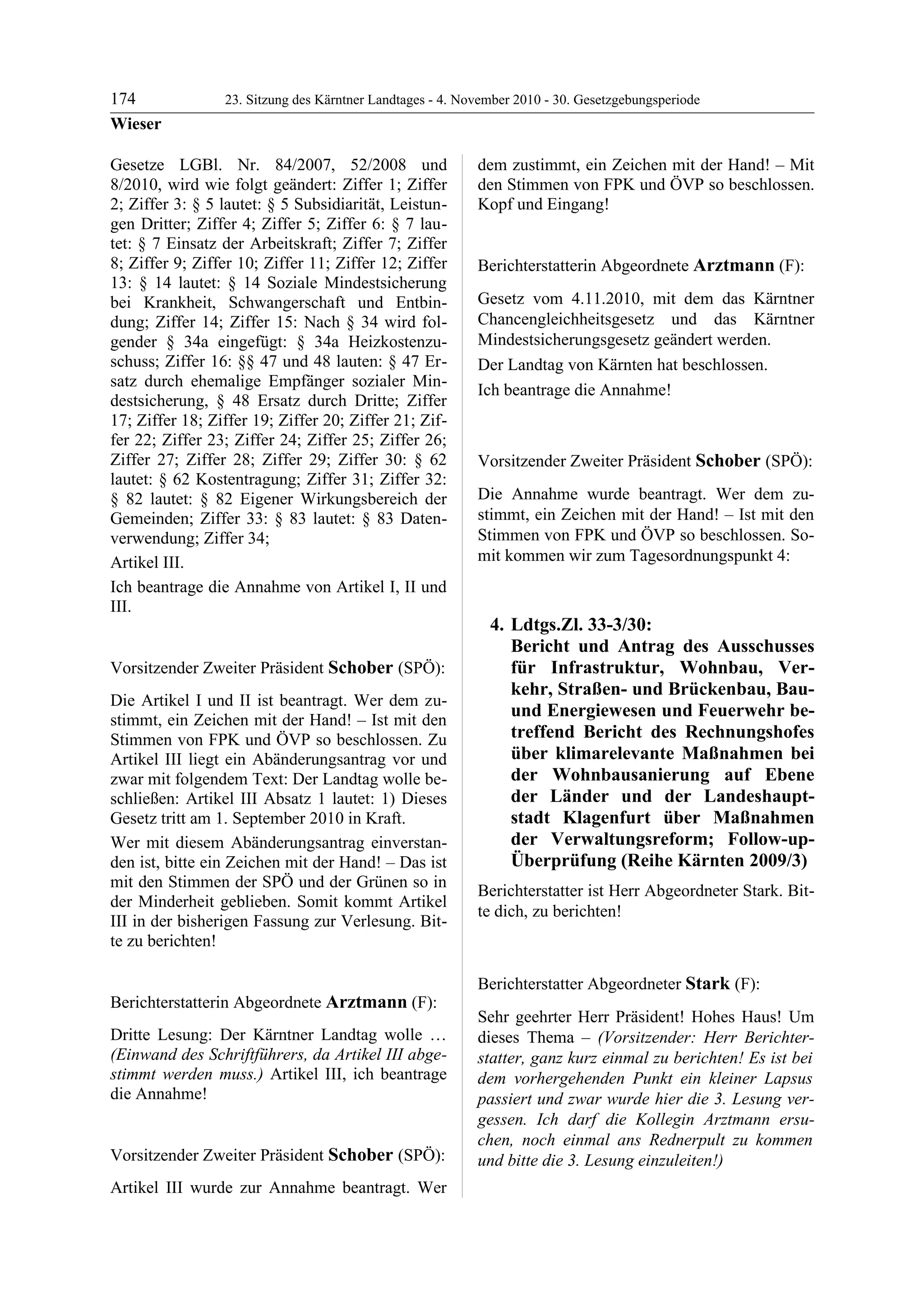 23. LTG-Sitzung am 4. November 2010