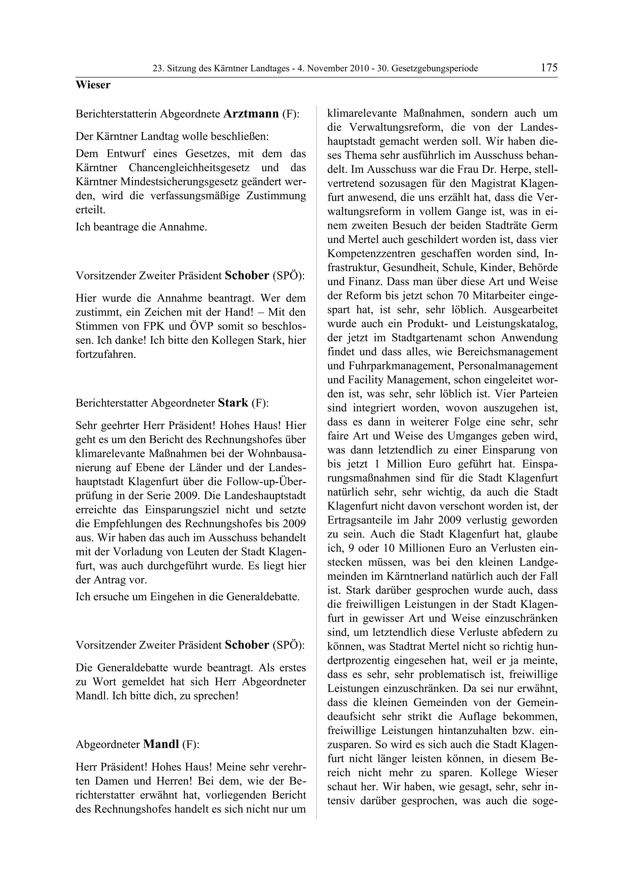 23. LTG-Sitzung am 4. November 2010