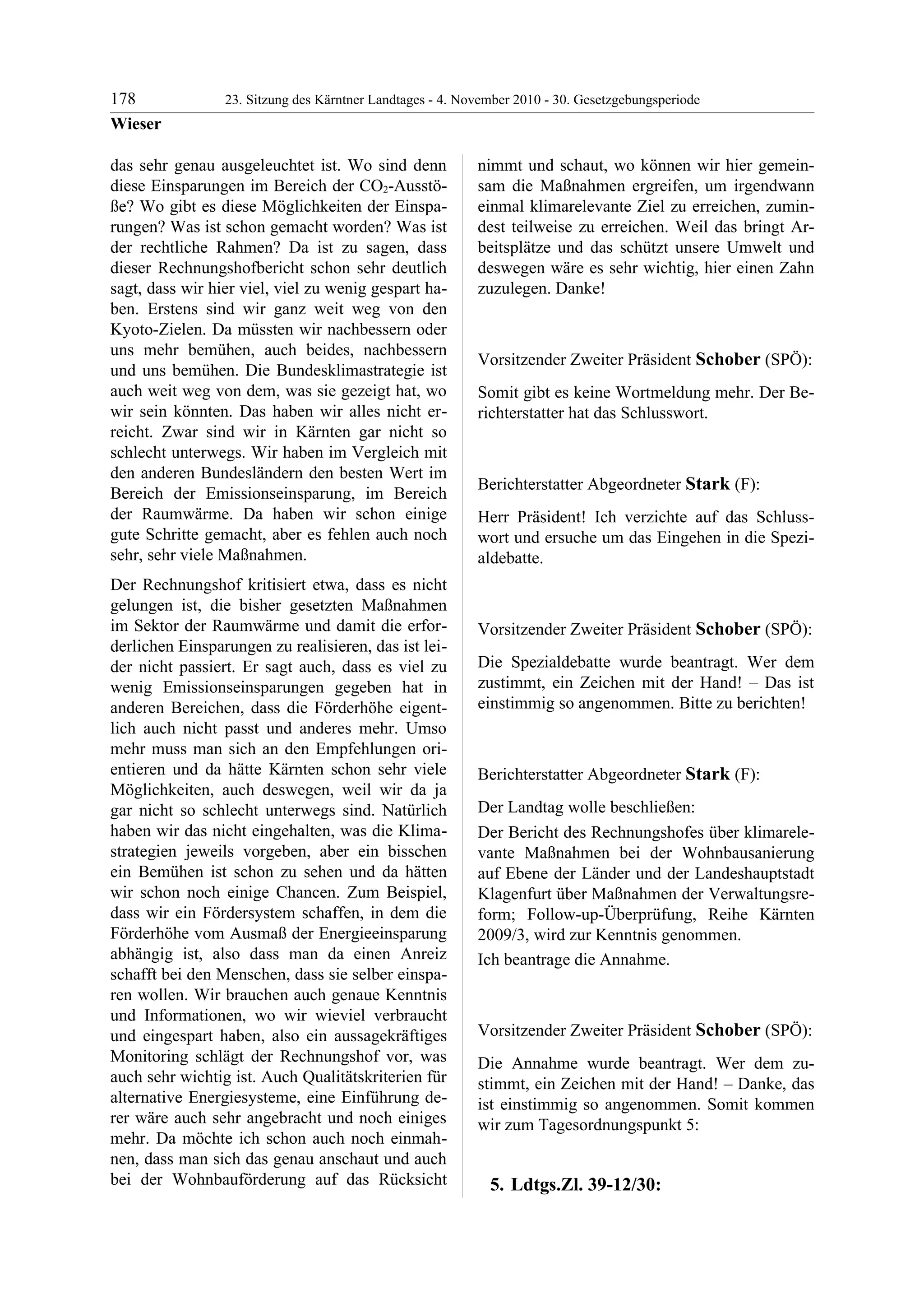 23. LTG-Sitzung am 4. November 2010