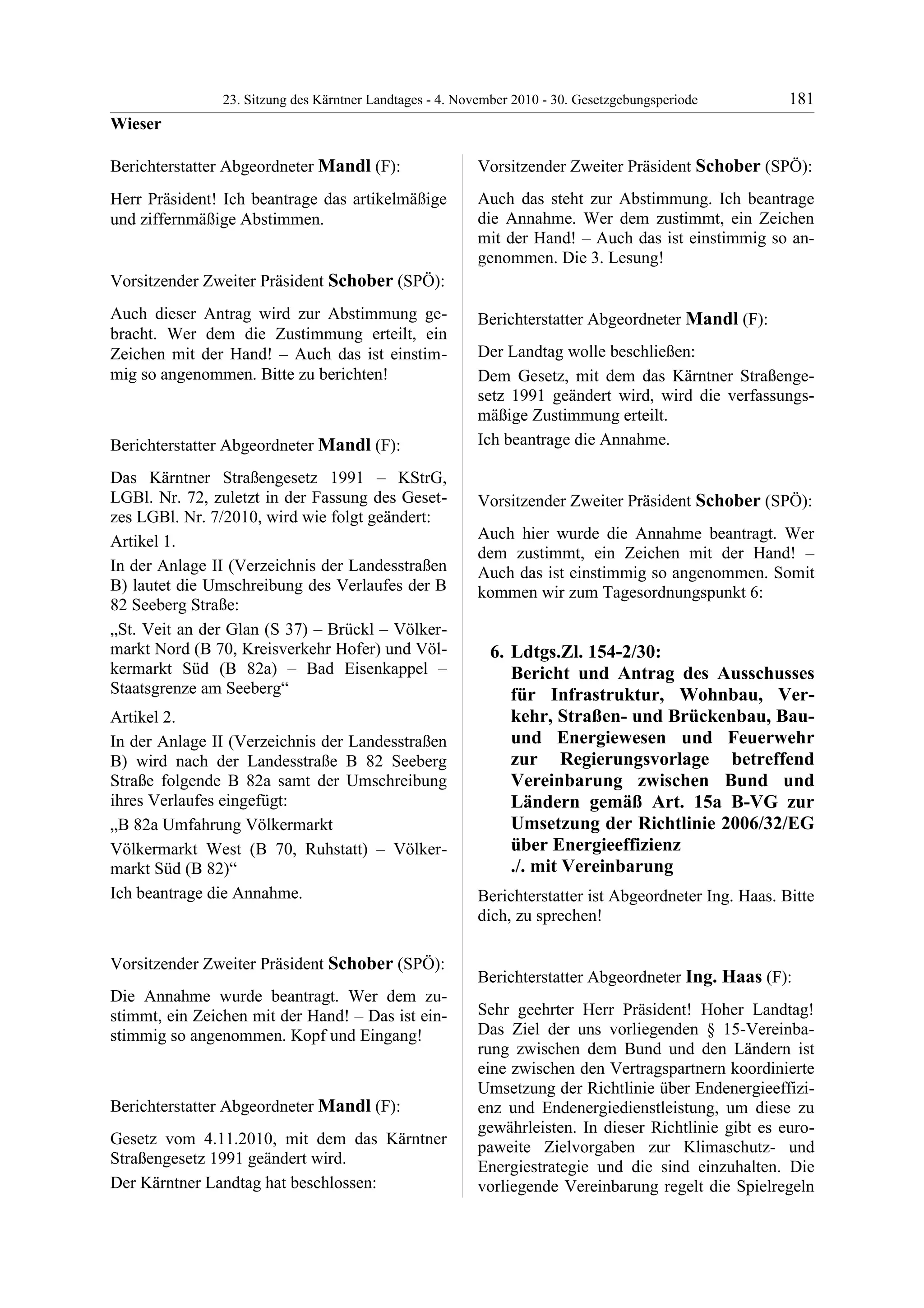 23. LTG-Sitzung am 4. November 2010