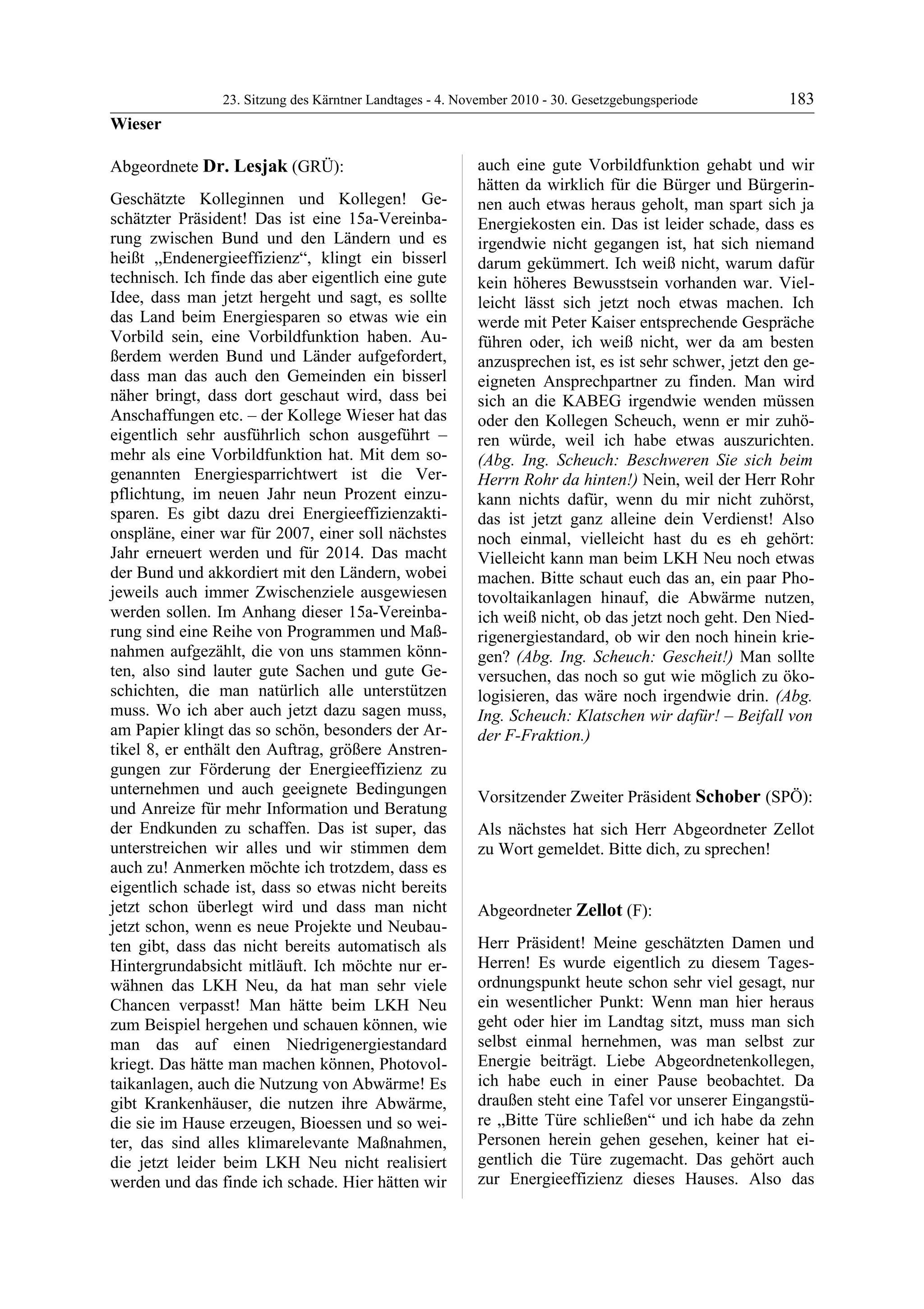 23. LTG-Sitzung am 4. November 2010