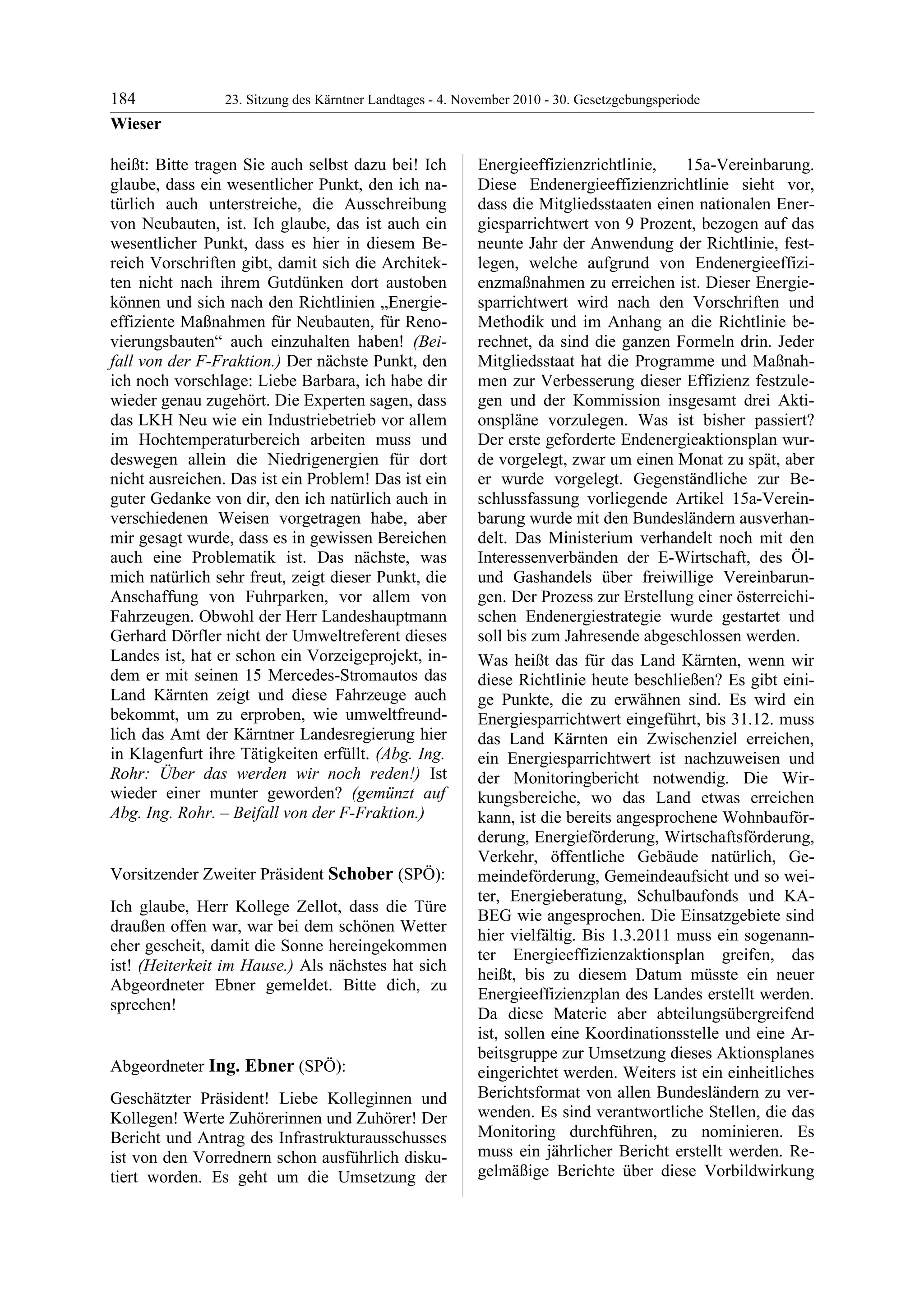 23. LTG-Sitzung am 4. November 2010