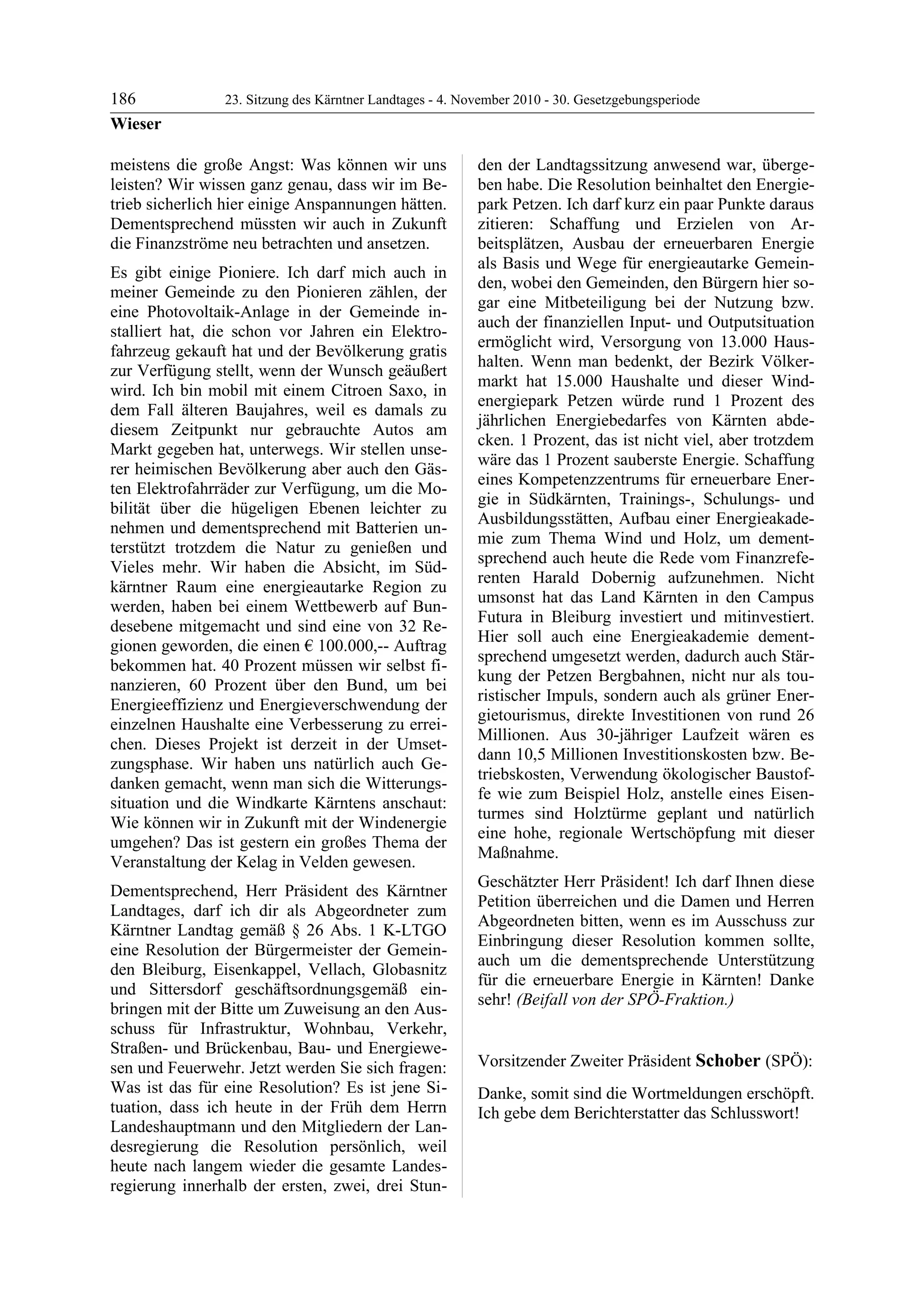 23. LTG-Sitzung am 4. November 2010