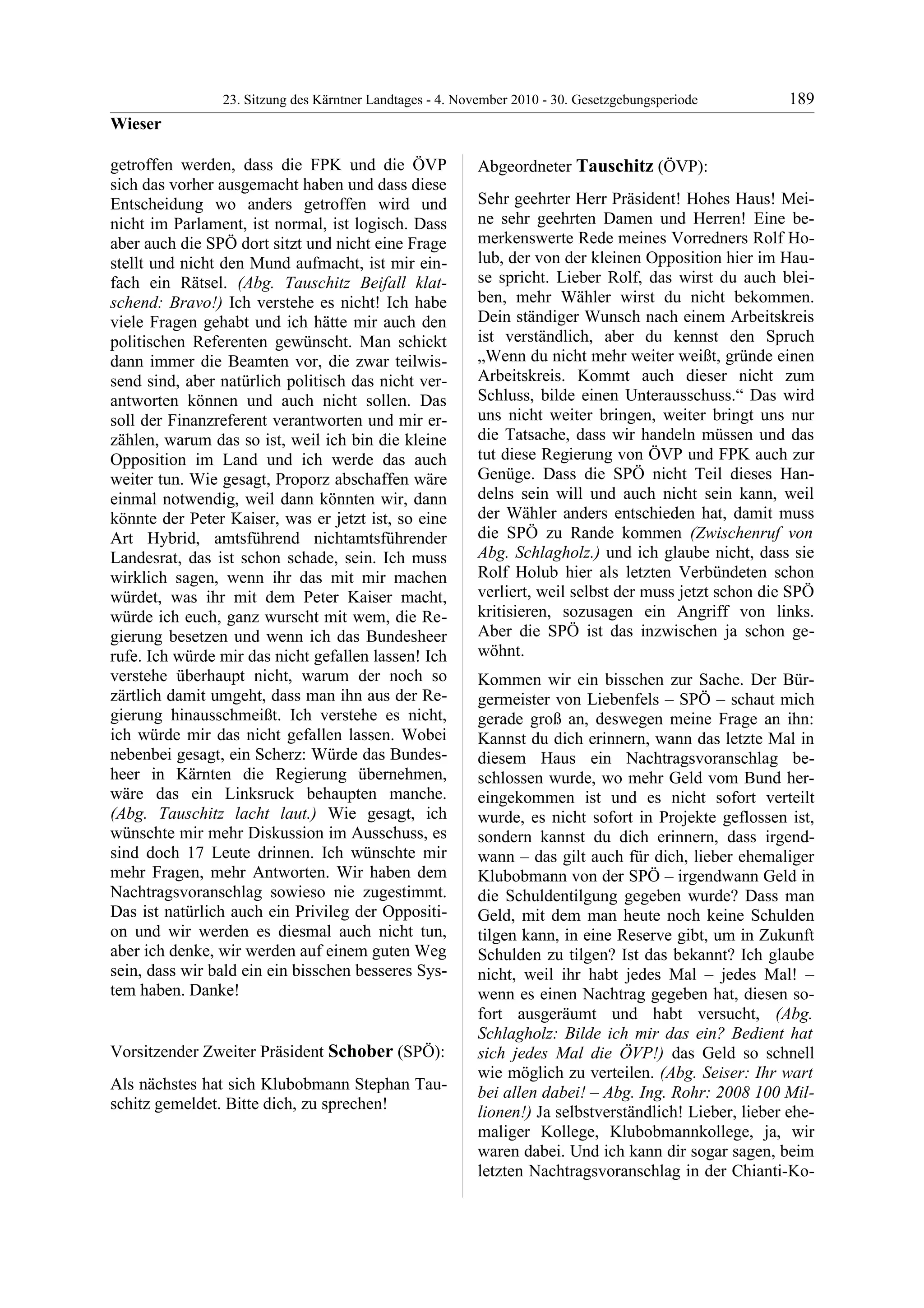 23. LTG-Sitzung am 4. November 2010