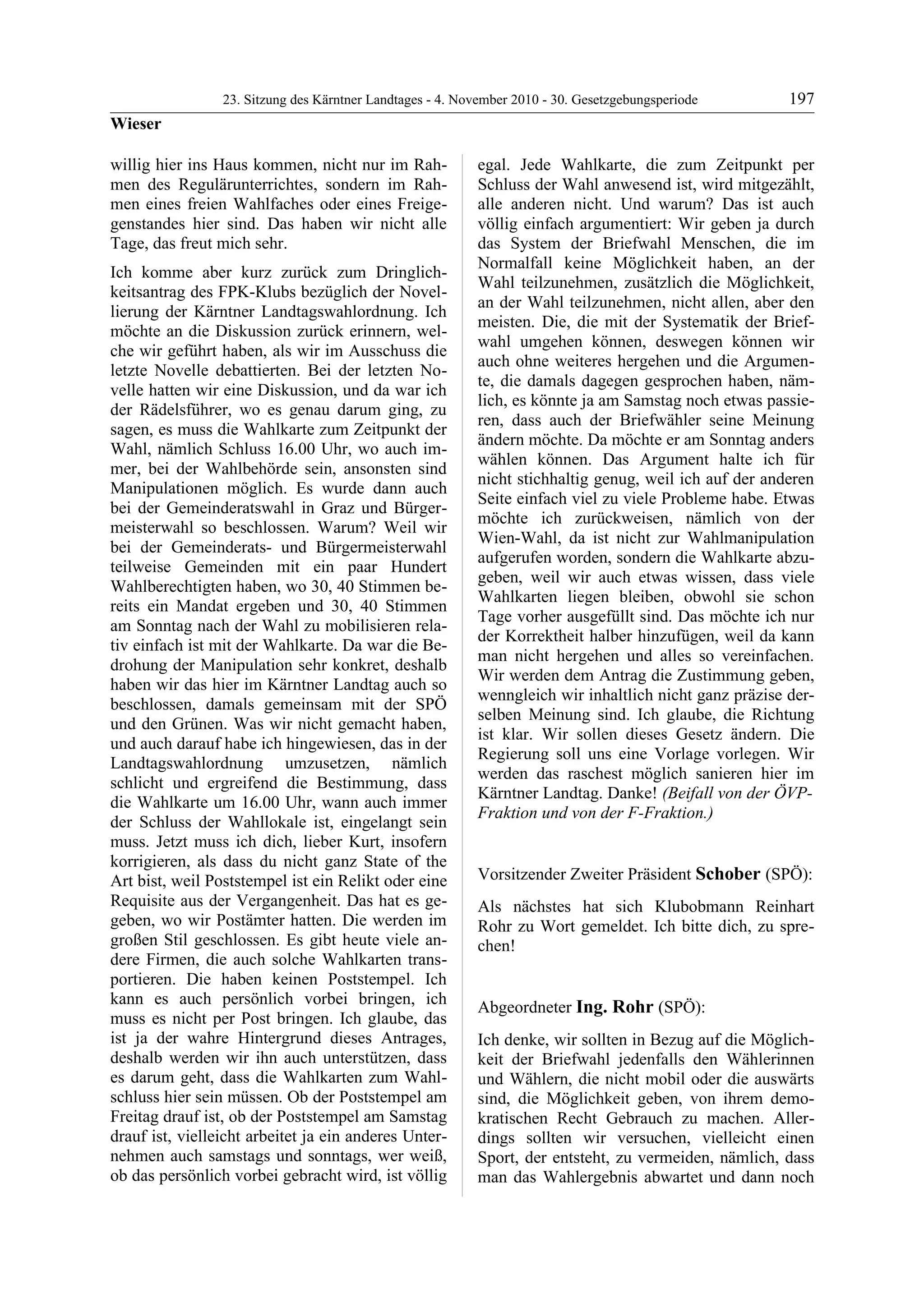 23. LTG-Sitzung am 4. November 2010