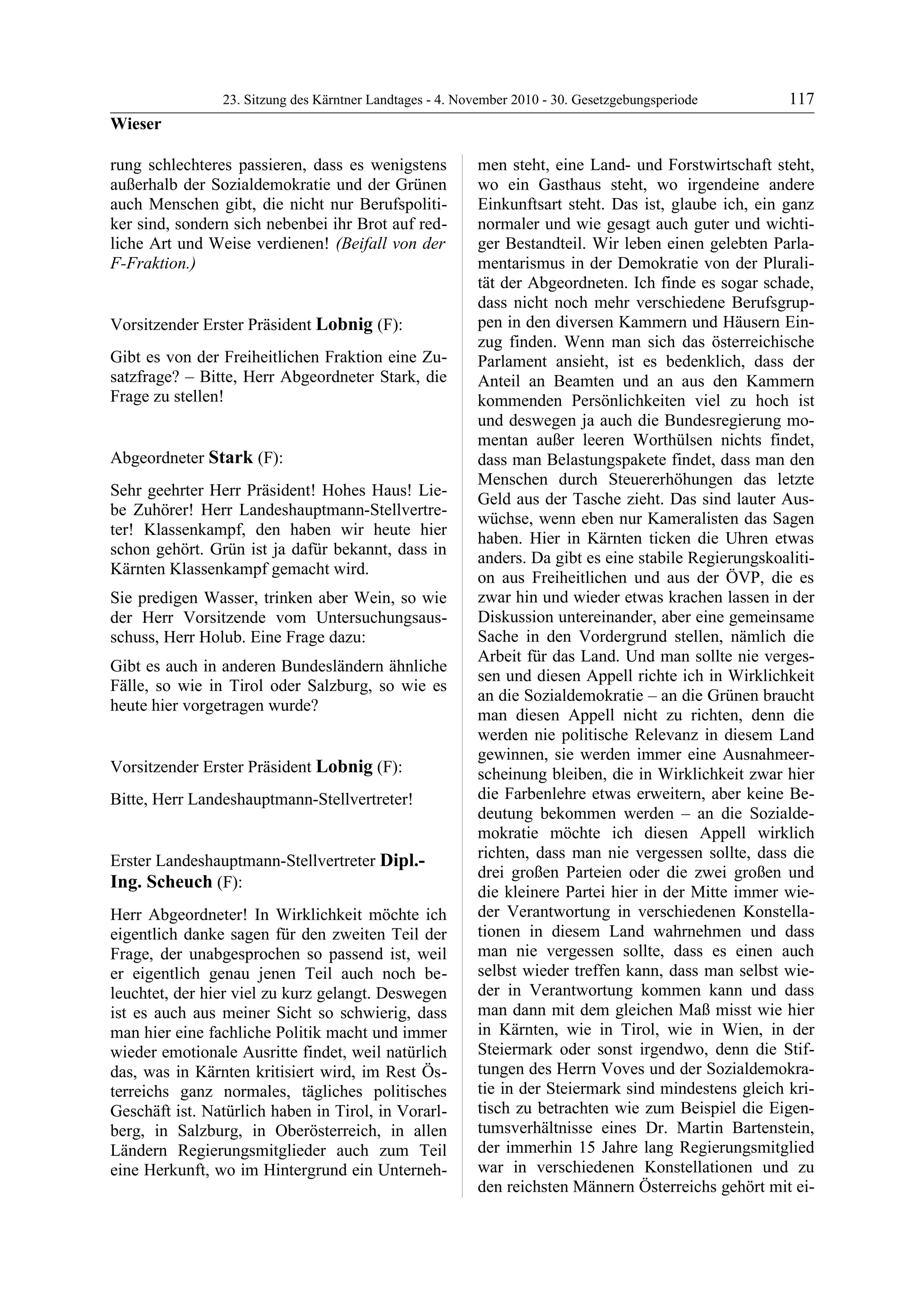 23. LTG-Sitzung am 4. November 2010