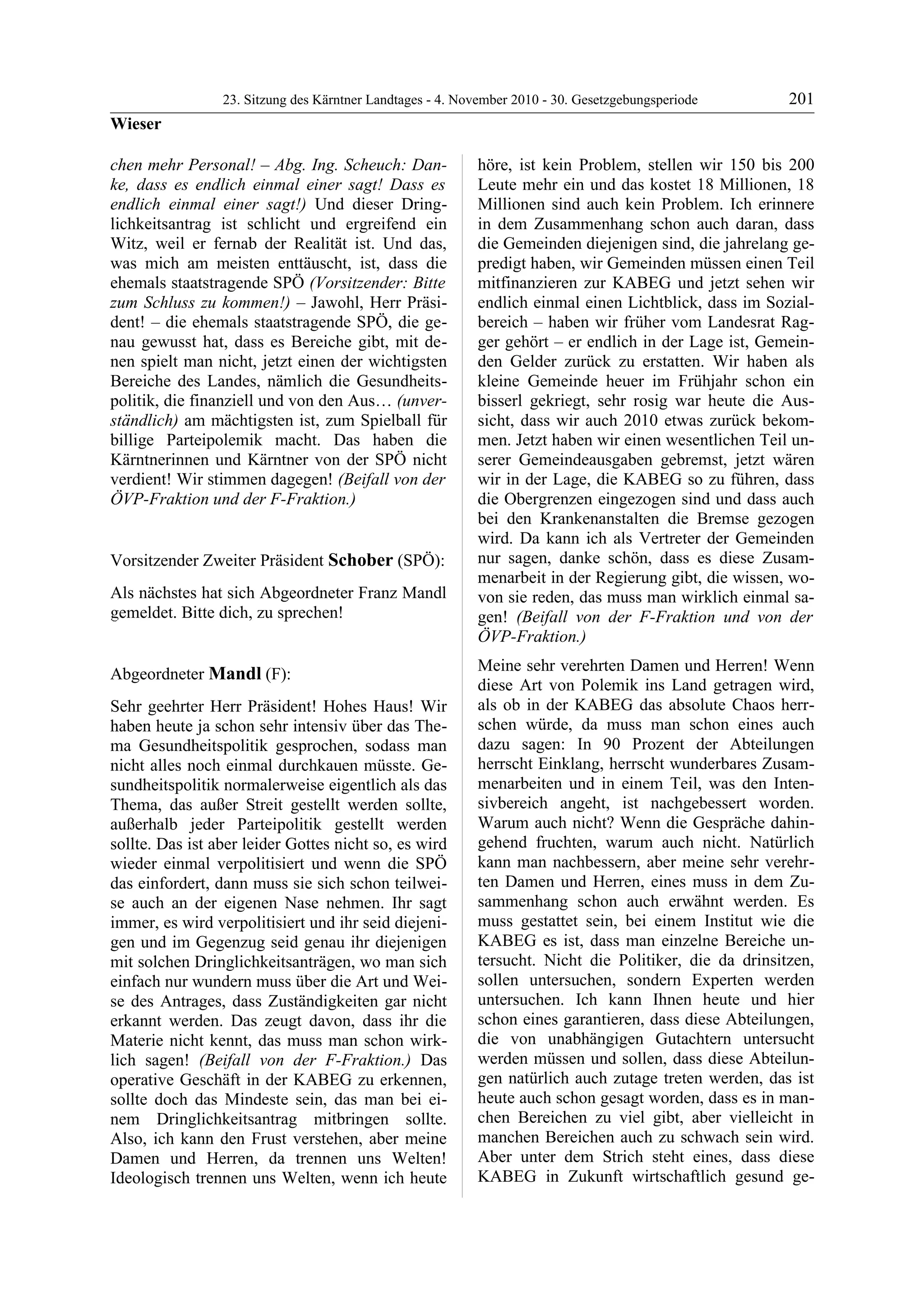 23. LTG-Sitzung am 4. November 2010