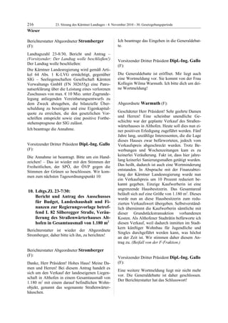 23. LTG-Sitzung am 4. November 2010