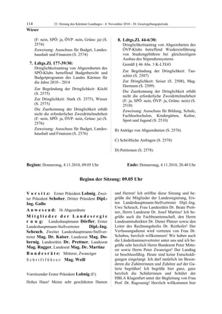 23. LTG-Sitzung am 4. November 2010