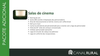 PACOTE ADICIONAL

Salas de cinema










Naming da sala
Serão 200 convites à disposição dos patrocinadores
Área de relacionamento no hall do cinema com coffee break
Roll up no local
Cartaz na entrada da sala personalizado para o evento com a logo do patrocinador
Filme de 30’’ antes de começar a transmissão
Vinheta ‘patrocinador apresenta’
Logo em encosto de cabeça nas poltronas
Logo em uniforme das recepcionistas

 