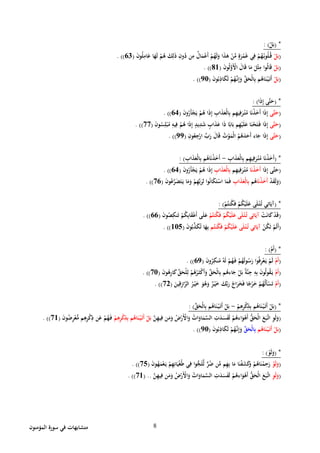 ‫ال‬ ‫سورة‬ ‫في‬ ‫متشابهات‬‫مؤمنون‬ 8
( *‫ل‬َ‫ب‬: )
(‫ل‬َ‫ب‬َ‫ع‬ ‫ا‬َ‫ه‬َ‫ل‬ ‫م‬ُ‫ه‬ َ‫ك‬ِ‫ل‬َ‫ذ‬ ِ‫ون‬ُ‫د‬ ‫ن‬ِ‫م‬ ٌ‫ال‬َ‫م‬‫َع‬‫أ‬ ‫م‬ُ‫ه‬َ‫ل‬َ‫و‬ ‫ا‬َ‫ذ‬َ‫ه‬ ‫ن‬ِّ‫م‬ ‫ة‬َ‫ر‬‫م‬َ‫غ‬ ‫ي‬ِ‫ف‬ ‫م‬ُ‫ه‬ُ‫وب‬ُ‫ل‬ُ‫ق‬َ‫ن‬‫و‬ُ‫ل‬ِ‫ام‬(63)).
(‫ل‬َ‫ب‬َ‫ن‬‫و‬ُ‫ل‬َّ‫َو‬‫اِل‬ َ‫ال‬َ‫ق‬ ‫ا‬َ‫م‬ َ‫ل‬‫ث‬ِ‫م‬ ‫وا‬ُ‫ل‬‫ا‬َ‫ق‬(81)).
(‫ل‬َ‫ب‬َ‫ن‬‫و‬ُ‫ب‬ِ‫اذ‬َ‫ك‬َ‫ل‬ ‫م‬ُ‫ه‬َّ‫ن‬ِ‫إ‬َ‫و‬ ِّ‫ق‬َ‫ح‬‫ال‬ِ‫ب‬ ‫م‬ُ‫اه‬َ‫ن‬‫ي‬َ‫َت‬‫أ‬(96)).
( *‫ا‬َ‫ذ‬ِ‫إ‬ ‫َّى‬‫ت‬َ‫ح‬: )
(‫َّى‬‫ت‬َ‫ح‬َ‫ن‬‫و‬ُ‫َر‬‫أ‬‫ج‬َ‫ي‬ ‫م‬ُ‫ه‬ ‫ا‬َ‫ذ‬ِ‫إ‬ ِ‫اب‬َ‫ذ‬َ‫ع‬‫ال‬ِ‫ب‬ ‫م‬ِ‫ه‬‫ي‬ِ‫ف‬َ‫ر‬‫ت‬ُ‫م‬ ‫ا‬َ‫ن‬‫ذ‬َ‫َخ‬‫أ‬ ‫ا‬َ‫ذ‬ِ‫إ‬(64)).
(‫َّى‬‫ت‬َ‫ح‬َ‫ن‬‫ح‬َ‫ت‬َ‫ف‬ ‫ا‬َ‫ذ‬ِ‫إ‬َ‫ن‬‫و‬ُ‫س‬ِ‫ل‬‫ب‬ُ‫م‬ ِ‫يه‬ِ‫ف‬ ‫م‬ُ‫ه‬ ‫ا‬َ‫ذ‬ِ‫إ‬ ‫يد‬ِ‫د‬َ‫ش‬ ‫اب‬َ‫ذ‬َ‫ع‬ ‫ا‬َ‫ذ‬ ‫ا‬ً‫اب‬َ‫ب‬ ‫م‬ِ‫ه‬‫ي‬َ‫ل‬َ‫ع‬ ‫ا‬(55)).
(‫َّى‬‫ت‬َ‫ح‬ِ‫ون‬ُ‫ع‬ِ‫ج‬‫ار‬ ِّ‫ب‬َ‫ر‬ َ‫ال‬َ‫ق‬ ُ‫ت‬‫و‬َ‫م‬‫ال‬ ُ‫م‬ُ‫ه‬َ‫د‬َ‫َح‬‫أ‬ ‫اء‬َ‫ج‬ ‫ا‬َ‫ذ‬ِ‫إ‬(99)).
( *ِ‫اب‬َ‫ذ‬َ‫ع‬‫ال‬ِ‫ب‬ ‫م‬ِ‫ه‬‫ي‬ِ‫ف‬َ‫ر‬‫ت‬ُ‫م‬ ‫ا‬َ‫ن‬‫ذ‬َ‫َخ‬‫أ‬-ِ‫اب‬َ‫ذ‬َ‫ع‬‫ال‬ِ‫ب‬ ‫م‬ُ‫اه‬َ‫ن‬‫ذ‬َ‫َخ‬‫أ‬: )
(‫ا‬َ‫ذ‬ِ‫إ‬ ‫َّى‬‫ت‬َ‫ح‬‫ا‬َ‫ن‬‫ذ‬َ‫َخ‬‫أ‬‫م‬ِ‫ه‬‫ي‬ِ‫ف‬َ‫ر‬‫ت‬ُ‫م‬ِ‫ب‬ِ‫اب‬َ‫ذ‬َ‫ع‬‫ال‬َ‫ن‬‫و‬ُ‫َر‬‫أ‬‫ج‬َ‫ي‬ ‫م‬ُ‫ه‬ ‫ا‬َ‫ذ‬ِ‫إ‬(64)).
(‫د‬َ‫ق‬َ‫ل‬َ‫و‬‫ا‬َ‫ن‬‫ذ‬َ‫َخ‬‫أ‬‫م‬ُ‫ه‬ِ‫اب‬َ‫ذ‬َ‫ع‬‫ال‬ِ‫ب‬َ‫ن‬‫و‬ُ‫ع‬َّ‫ر‬َ‫ض‬َ‫ت‬َ‫ي‬ ‫ا‬َ‫م‬َ‫و‬ ‫م‬ِ‫ه‬ِّ‫ب‬َ‫ر‬ِ‫ل‬ ‫وا‬ُ‫ن‬‫ا‬َ‫ك‬َ‫ت‬‫اس‬ ‫ا‬َ‫م‬َ‫ف‬(56)).
( *‫م‬ُ‫نت‬ُ‫ك‬َ‫ف‬ ‫م‬ُ‫ك‬‫ي‬َ‫ل‬َ‫ع‬ ‫ى‬َ‫ل‬‫ت‬ُ‫ت‬ ‫ي‬ِ‫ات‬َ‫آي‬: )
(‫ت‬َ‫ن‬‫ا‬َ‫ك‬‫د‬َ‫ق‬‫م‬ُ‫ك‬‫ي‬َ‫ل‬َ‫ع‬ ‫ى‬َ‫ل‬‫ت‬ُ‫ت‬ ‫ي‬ِ‫ات‬َ‫آي‬‫م‬ُ‫نت‬ُ‫ك‬َ‫ف‬َ‫ت‬ ‫م‬ُ‫ك‬ِ‫اب‬َ‫ق‬‫َع‬‫أ‬ ‫ى‬َ‫ل‬َ‫ع‬َ‫ن‬‫و‬ُ‫ص‬ِ‫نك‬(66)).
(‫ن‬ُ‫ك‬َ‫ت‬ ‫م‬َ‫ل‬َ‫أ‬‫م‬ُ‫نت‬ُ‫ك‬َ‫ف‬ ‫م‬ُ‫ك‬‫ي‬َ‫ل‬َ‫ع‬ ‫ى‬َ‫ل‬‫ت‬ُ‫ت‬ ‫ي‬ِ‫ات‬َ‫آي‬َ‫ن‬‫و‬ُ‫ب‬ِّ‫ذ‬َ‫ك‬ُ‫ت‬ ‫ا‬َ‫ه‬ِ‫ب‬(165)).
( *‫َم‬‫أ‬: )
(‫َم‬‫أ‬َ‫ن‬‫و‬ُ‫ر‬ِ‫نك‬ُ‫م‬ ُ‫ه‬َ‫ل‬ ‫م‬ُ‫ه‬َ‫ف‬ ‫م‬ُ‫ه‬َ‫ل‬‫و‬ُ‫س‬َ‫ر‬ ‫وا‬ُ‫ف‬ِ‫ر‬‫ع‬َ‫ي‬ ‫م‬َ‫ل‬(69)).
(‫َم‬‫أ‬ِ‫ر‬‫ا‬َ‫ك‬ِّ‫ق‬َ‫ح‬‫ل‬ِ‫ل‬ ‫م‬ُ‫ه‬ُ‫ر‬َ‫ث‬‫َك‬‫أ‬َ‫و‬ ِّ‫ق‬َ‫ح‬‫ال‬ِ‫ب‬ ‫م‬ُ‫اءه‬َ‫ج‬ ‫ل‬َ‫ب‬ ٌ‫ة‬َّ‫ن‬ِ‫ج‬ ِ‫ه‬ِ‫ب‬ َ‫ن‬‫و‬ُ‫ل‬‫و‬ُ‫ق‬َ‫ي‬َ‫ن‬‫و‬ُ‫ه‬(56)).
(‫َم‬‫أ‬َ‫ين‬ِ‫ق‬ِ‫ز‬‫ا‬َّ‫الر‬ ُ‫ر‬‫ي‬َ‫خ‬ َ‫و‬ُ‫ه‬َ‫و‬ ٌ‫ر‬‫ي‬َ‫خ‬ َ‫ك‬ِّ‫ب‬َ‫ر‬ ُ‫اج‬َ‫ر‬َ‫خ‬َ‫ف‬ ‫ا‬ً‫ج‬‫ر‬َ‫خ‬ ‫م‬ُ‫ه‬ُ‫ل‬َ‫أ‬‫س‬َ‫ت‬(52)).
( *‫م‬ُ‫اه‬َ‫ن‬‫ي‬َ‫َت‬‫أ‬ ‫ل‬َ‫ب‬‫م‬ِ‫ه‬ِ‫ر‬‫ك‬ِ‫ذ‬ِ‫ب‬-‫م‬ُ‫اه‬َ‫ن‬‫ي‬َ‫َت‬‫أ‬ ‫ل‬َ‫ب‬ِّ‫ق‬َ‫ح‬‫ال‬ِ‫ب‬: )
(ِ‫ف‬ ‫ن‬َ‫م‬َ‫و‬ ُ‫ض‬‫َر‬‫اِل‬َ‫و‬ ُ‫ات‬َ‫او‬َ‫م‬َّ‫الس‬ ِ‫ت‬َ‫د‬َ‫س‬َ‫ف‬َ‫ل‬ ‫م‬ُ‫اءه‬َ‫و‬‫َه‬‫أ‬ ُّ‫ق‬َ‫ح‬‫ال‬ َ‫ع‬َ‫ب‬َّ‫ات‬ ِ‫و‬َ‫ل‬َ‫و‬َّ‫ن‬ِ‫ه‬‫ي‬‫م‬ُ‫اه‬َ‫ن‬‫ي‬َ‫َت‬‫أ‬ ‫ل‬َ‫ب‬‫م‬ِ‫ه‬ِ‫ر‬‫ك‬ِ‫ذ‬ِ‫ب‬َ‫ن‬‫و‬ُ‫ض‬ِ‫ر‬‫ع‬ُّ‫م‬ ‫م‬ِ‫ه‬ِ‫ر‬‫ك‬ِ‫ذ‬ ‫ن‬َ‫ع‬ ‫م‬ُ‫ه‬َ‫ف‬(51)).
(‫م‬ُ‫اه‬َ‫ن‬‫ي‬َ‫َت‬‫أ‬ ‫ل‬َ‫ب‬ِّ‫ق‬َ‫ح‬‫ال‬ِ‫ب‬َ‫ن‬‫و‬ُ‫ب‬ِ‫اذ‬َ‫ك‬َ‫ل‬ ‫م‬ُ‫ه‬َّ‫ن‬ِ‫إ‬َ‫و‬(96)).
( *‫و‬َ‫ل‬َ‫و‬: )
(‫و‬َ‫ل‬َ‫و‬َ‫ن‬‫و‬ُ‫ه‬َ‫م‬‫ع‬َ‫ي‬ ‫م‬ِ‫ه‬ِ‫ان‬َ‫ي‬‫غ‬ُِ ‫ي‬ِ‫ف‬ ‫ا‬‫و‬ُّ‫ج‬َ‫ل‬َّ‫ل‬ ٍّ‫ر‬ُ‫ض‬ ‫ن‬ِّ‫م‬ ‫م‬ِ‫ه‬ِ‫ب‬ ‫ا‬َ‫م‬ ‫ا‬َ‫ن‬‫ف‬َ‫ش‬َ‫ك‬َ‫و‬ ‫م‬ُ‫اه‬َ‫ن‬‫م‬ِ‫ح‬َ‫ر‬(55)).
(ِ‫و‬َ‫ل‬َ‫و‬َّ‫ن‬ِ‫ه‬‫ي‬ِ‫ف‬ ‫ن‬َ‫م‬َ‫و‬ ُ‫ض‬‫َر‬‫اِل‬َ‫و‬ ُ‫ات‬َ‫او‬َ‫م‬َّ‫الس‬ ِ‫ت‬َ‫د‬َ‫س‬َ‫ف‬َ‫ل‬ ‫م‬ُ‫اءه‬َ‫و‬‫َه‬‫أ‬ ُّ‫ق‬َ‫ح‬‫ال‬ َ‫ع‬َ‫ب‬َّ‫ات‬..(51)).
 