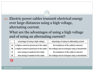 Electromagnetic Induction
79
20. Electric power cables transmit electrical energy
over large distances using a high voltag...