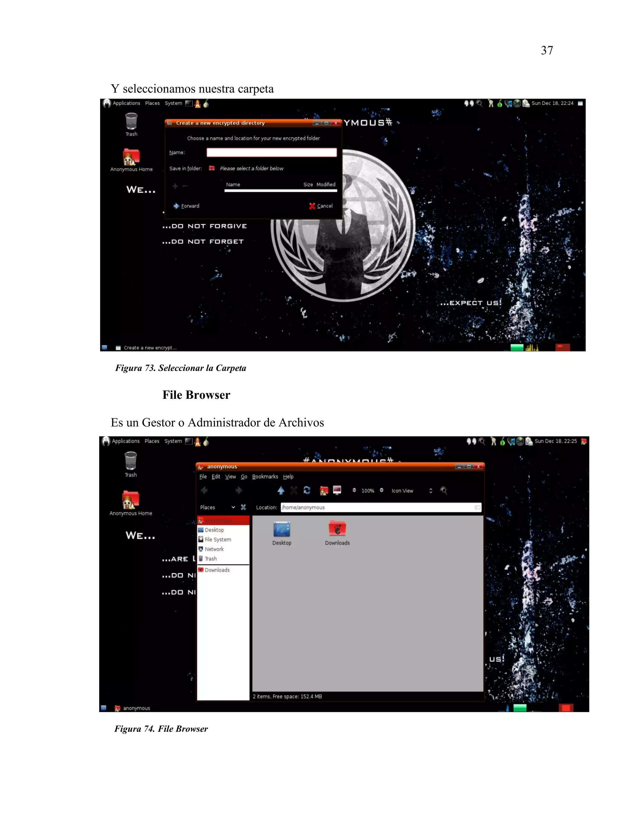 37
Figura 73. Seleccionar la Carpeta
Figura 74. File Browser
Y seleccionamos nuestra carpeta
File Browser
Es un Gestor o Administrador de Archivos
 
