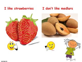 I like strawberries I don’t like medlars
 