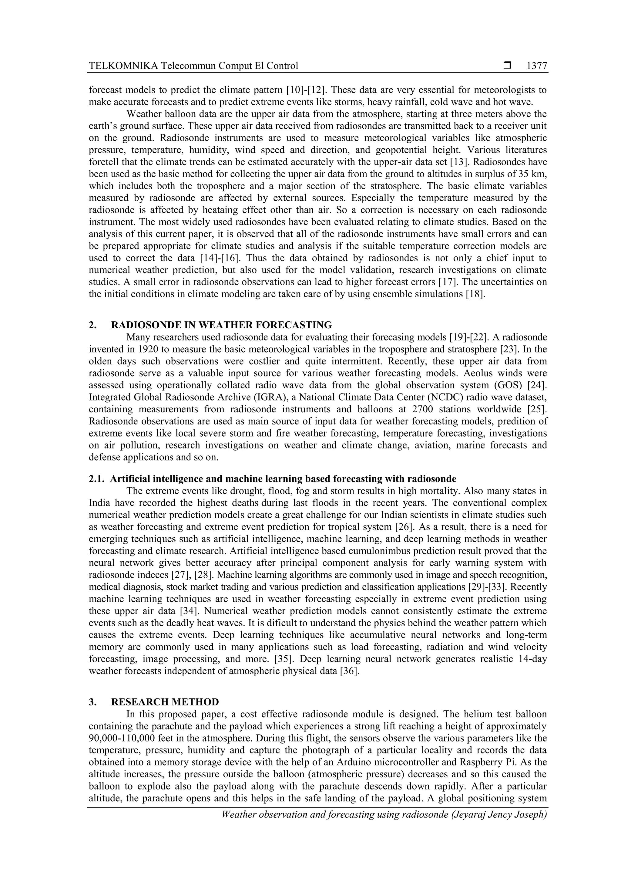 Weather observation and forecasting using radiosonde | PDF