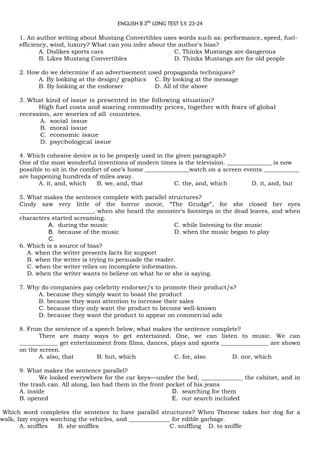 school year 22-23 ENGLISH 8 third long test | PDF | Free Download