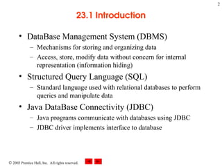 Database Handling Using JDBC: Introduction, Types of JDBC Drivers, | PPT