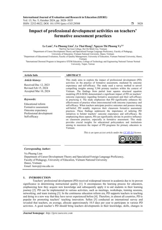 Impact of professional development activities on teachers’ formative ...