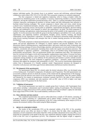 The components and indicators of professional learning community: the ...