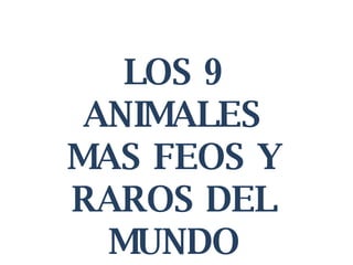 LOS 9 ANIMALES MAS FEOS Y RAROS DEL MUNDO 