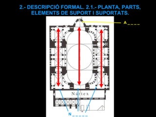 2.- DESCRIPCIÓ FORMAL. 2.1.- PLANTA, PARTS, ELEMENTS DE SUPORT I SUPORTATS. N _ _ _ _ _  A _ _ _ _  