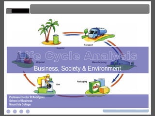 Life Cycle Analysis Business, Society & Environment Professor Hector R Rodriguez School of Business Mount Ida College Life Cycle Analysis 