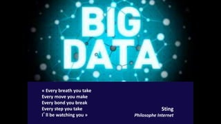 « Every breath you take
Every move you make
Every bond you break
Every step you take
I’ll be watching you »
Sting
Philosophe Internet
 