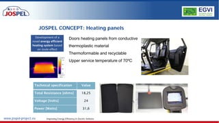 www.jospel-project.eu Improving Energy Efficiency in Electric Vehicles
JOSPEL CONCEPT: Heating panels
Doors heating panels...