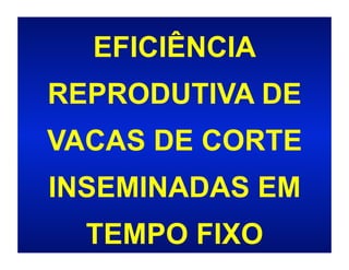 EFICIÊNCIA
REPRODUTIVA DE
VACAS DE CORTE
INSEMINADAS EM
  TEMPO FIXO
 