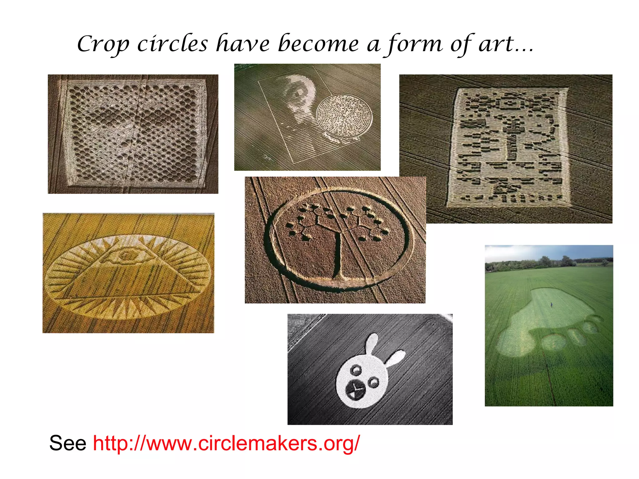 Crop circles have become a form of art…




See http://www.circlemakers.org/
 