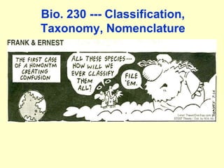 Bio. 230 --- Classification,
Taxonomy, Nomenclature
 