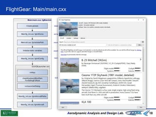 Aerodynamic Analysis and Design Lab.
FlightGear: Main/main.cxx
18
 