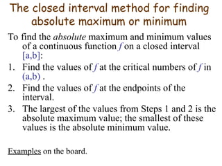 derivatives. maximum and minimum value.. | PPT