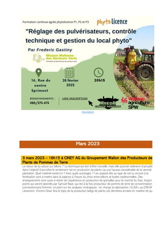 Newsletter SPW Agriculture en province du Luxembourg du 18-02-23