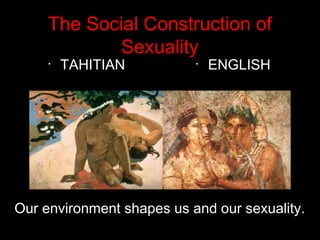 The Social Construction of
Sexuality
•
TAHITIAN •
ENGLISH
Our environment shapes us and our sexuality.
 