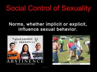 Social Control of Sexuality
Norms, whether implicit or explicit,
influence sexual behavior.
 