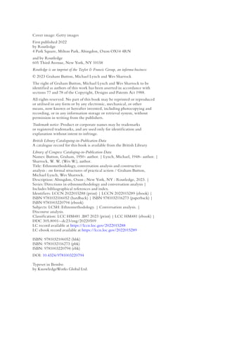 Ethnomethodology Conversation Analysis And Constructive Analysis Graham ...