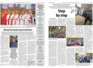 S E P T E M B E R 2 0 1 5	 ANGLICAN DIOCESE OF HURON CHURCH NEWS 	 P A G E 3PAGE 2	 ANGLICAN DIOCESE OF HURON CHURCH NEWS 	 S E P T E M B E R 2 0 1 5
Huron
Church
News
Volume 65, Number 7
Submissions
Huron Church News welcomes
news articles, commentaries,
photographs and story ideas.
Publication is at the discretion
of the editor.
Editor
Sandra Coulson
huronchurchnews@gmail.com
519-649-4339
c/o Huron Church House
190 Queens Ave.
London, ON
N6A 6H7
Deadline
Tuesday, September 1
for the October edition
Subscriptions
To subscribe, unsubscribe,
change address or name,
report a delivery problem,
contact:
Circulation Department
1-866-924-9192, ext. 245 or 259
Fax: 416-925-8811
Email: circulation@national.
anglican.ca
Via Web: www.anglicanjournal.
com/subscribe
Individual suggested donation:
$15 per year in Canada.
$23 in U.S. and overseas.
Advertising
Contact the editor, as above
Huron Church News shall not
be liable for damage arising
out of errors in advertisements.
Acceptance of advertising does
not imply endorsement by
the Huron Church News or the
Anglican Church.
Publisher
The Right Reverend
Robert F. Bennett
Bishop of Huron
Diocese of Huron
Huron Church House
190 Queens Avenue
London, Ontario N6A 6H7
Phone: 519-434-6893
Huron Church News is
published by the Diocese
of Huron as a section of the
Anglican Journal.
Approximate circulation 12,500
HCN Board of Trustees
Canon Robert Towler, Chair
Printer
Printed and mailed by
Webnews Printing
North York, ON
This newspaper is printed on
partially recycled paper using
vegetable-based inks.
by Cheryl Highmore
In September 2011 at Water-
loo deanery council, Archdea-
con Peter Townshend asked
for volunteers from each of the
five Anglican churches in Cam-
bridge — St. James, St. John’s,
St. Luke’s, St. Thomas the Apos-
tle, and Trinity — to form a joint
community outreach group.
The group’s first meeting
was filled with enthusiasm and
overflowing with possible proj-
ects. However, as we spoke to
people in the congregations, we
realized choosing a project that
everyone could buy into was not
going to be easy. Each church
had grown independently and
many skeptics said co-operation
would never happen.
But we had come together in
faith and in faith we decided
to take a different approach. It
would take more time and ef-
fort, but we decided to learn
about each other and build fel-
lowship, friendship, and under-
standing. Then we would see
how we could work together.
From that beginning, the An-
glican Churches in Cambridge
(ACIC) has built a relationship
based on shared faith, hope, and
respect.
Representatives from the five
churches meet monthly to ex-
change information on what we
are doing and post important
events on each others’ websites,
bulletins, and Facebook pages.
We come together as equal part-
ners, in honest conversation,
fostering understanding of each
others’ abilities and problems.
We discuss what is possible for
us to accomplish together.
We are mindful of each oth-
ers’ traditions and the good
works in which each congrega-
tion is engaged. We appreciate
how hard each congregation
works. We are aware of financial
needs and limitations.
We chose the motto “Each
unique but one in faith” to rep-
resent this coming together.
Our logo is a cross composed
of five pieces representing the
churches.
Each church has its own his-
tory, has developed to accom-
modate the people in its com-
munity and has found creative
ways to use its members’ talents
to work. We honour each one.
The first ACIC joint event was
at Easter 2012, hosting a free
movie night for the congrega-
tions. There was a small turnout
but it was a start.
We also organized an around-
the-clock Easter vigil, with each
church taking over in rotation;
again there was a small re-
sponse, but it was there.
After each event the ACIC
group reviewed what went well
and how we could do better. We
still do this at each meeting.
We decided to hold a joint pic-
nic in September 2012. Groups
in each church came forward to
donate what was needed: barbe-
cue food, refreshments, gener-
ators and entertainment. It was
supported and encouraged by
the clergy. The people came, the
sun shone, volunteers cooked
and musicians led a singsong.
For many it was the first time
they had met and talked with
someone from one of the other
churches.
It was such as success that
all five parish councils voted
to provide annual funding for
ACIC events.
Our community outreach
projects have also been success-
ful. In December 2012, a team
participated in the local Out of
the Cold walkathon to help the
homeless in Cambridge. Over
three years, we have collected
more than $3,800.
We also collected hundreds
of sweaters for the Sweaters for
Syria campaign run by the local
Lutheran church in 2013.
In 2013 and 2014, we built a
float for the Cambridge Christ-
mas parade. One church found
a sponsor of a flatbed truck and
a driver; others made costumes
and decorated the float; mem-
bers of several men’s groups
built it; one church loaned its
premises to assemble the float
and provided food and refresh-
ment to the volunteers. We had
young and old from all five
churches on the float.
Our churches came togeth-
er again for a Lenten project
in 2015 for the prisoners at the
Grand Valley Institution for
Women. Young mothers in the
prison can videotape them-
selves reading a storybook to
their children. The video and
book are sent to the child to
comfort and strengthen bonds
during separation. ACIC asked
the congregations to donate
new children’s books for the
program and we were able to
provide nearly 400 books.
Our clergy have been part of
our team since the beginning.
They support and participate in
events and, most importantly,
they talk and work with each
other for all our benefit.
In 2015, all five congregations
gathered at St. John’s to observe
a beautiful Holy Saturday ser-
vice of first light. It was a pow-
erfully moving service as we
renewed our baptismal vows,
prayed and sang our praise to
the risen Lord. It will now be
an annual service held at each
church in rotation.
In June 2015, we had planned
a outdoor worship service fol-
lowed by our fourth ACIC pic-
nic in a city park — one fam-
ily in faith, open, visible and
welcoming within the broader
community. However, last-min-
ute weather conditions forced
us inside at St. James.
The service was jointly
planned and led by our clergy
team. With great enthusiasm,
they involved the congregation
in acting out the parable of the
sower and the congregation re-
sponded with equal enthusiasm
and joy. It was an extraordinary
experience as we shared prayers,
bread and wine, and praise and
thanks to God. Nearly 200 peo-
ple then enjoyed the picnic in
the parish hall with music and
entertainment. Despite the
weather, it turned out to be a
fantastic, Spirit-filled day.
We pray we will continue to
have this bridge among our
churches. By working together
on projects, we introduce mem-
bers to each other. We encour-
age the leaders to call on one an-
other if they need help. Where
several churches may want to
set up a program but individ-
ually do not have enough peo-
ple or resources, we encourage
them to work together.
Has everything we tried
worked as we thought? No. Do
we believe it is worth the time
and effort? Yes!
At one of our recent events, a
church member who was skep-
tical early on said she had sat at
a table with people from all five
churches for the first time and
then, smiling, said, “It felt good
to break bread together”.
We have learned that the five
churches, clergy and laity, can
work together to build a good
foundation for the future.
We pray we will continue to
dialogue and share, help each
other and be a presence of our
faith and for our faith in our
community.
Cheryl Highmore is a member
of Trinity, Cambridge.
Step
by step
Despite early skepticism, occasional bad weather,
and a cat photo-bombing the Easter vigil,
Anglican Churches in Cambridge have learned that even when things
don’t go as expected, they can build a strong relationship
Despite bad weather forcing the outdoor service and picnic
indoors, it was a Spirit-filled day.
Working together helps the five churches of Cambridge.
Rev. Greg Jenkins of Trinity, Rev. Canon Linda Nixon of
St. James, Rev. Stephen Berryman of St. John, Rev. Paul Silcox
of St. Luke and (absent) Rev. Vicki Edgeworth-Pitcher of
St. Thomas contribute to the joint work of ACIC.
HCN: What has it been like
being a bishop?
Bishop Terry Dance: It’s been
incredible. I was ordained 32
years before I became bishop
and there was a dramatic change
in my ministry when I became a
bishop in terms of being able to
be part of giving leadership in
the diocese and beyond. It has
opened up so many doors and
possibilities and given me so
many extraordinary experienc-
es I would never have had.
Being on the joint
­Anglican-Lutheran commission
— that’s been one of the best
committees I ever served on
in the church and I met some
wonderful, committed Luther-
ans and Anglicans from across
the country
But I know when Dec. 31
comes, what I will miss more
than anything is Sunday morn-
ings. I just love Sunday morn-
ings being around the diocese
and worshipping with different
parishes. That’s the greatest joy
of being a bishop.
You’ve talked about wanting to
continue to do the contextual Bi-
ble studies that you started to do
on your sabbatical.
That certainly is a hope. It’s an
opportunity to offer something
to the diocese and the church.
When you’re the rector of a par-
ish, you’re always looking for
resources.
What is different about con-
textual Bible study that you find
helpful?
It’s designed to really get peo-
ple interacting with one anoth-
er. It really is designed to use
appropriate questions to engage
people in conversation. But
it also involves looking at the
Scriptures in terms of historic
sociological context, in terms of
literary context and then apply
it into our contemporary con-
text. I have never found another
way of working with Bible study
that creates more conversation
and more enthusiasm. It really
becomes hard to shut it down.
What do see as Huron’s
strengths and its difficulties?
I think Huron’s strength in
terms of our size, we have the
potential to have a lot of sup-
ported ministries with clergy
and parishes working together
at the deanery level.
We’ve got an awful lot of par-
ishes at this point in time that
are starting to see real value in
that and are starting to under-
stand that together we can do
more than we can individually.
And there’s some really ex-
citing stuff that’s beginning to
emerge in London, in Cam-
bridge, and around the diocese
with parishes beginning to say,
“Together we’re better.”
And I think our difficulty
would be that we’re a diocese
that is probably about 60-per-
cent rural and a lot of our rural
communities, through chang-
ing demographics, through ru-
ral depopulation, are starting to
struggle in terms in having the
critical mass required to main-
tain congregations.
It’s part of the situation where
a lot of smaller communities
have been losing their hospi-
tals, they’ve been losing their
schools, and their churches —
not just Anglican — are strug-
gling. It’s going to be one of the
most significant challenges the
diocese faces in the next decade.
How do we continue to provide
ministry in areas that are deal-
ing with demographic change
and decline?
It reminds me of the list of
churches you have served in and
there was a Westmount Shopping
Centre storefront ministry.
The great thing about that
is that I worked with a group
of about 30 lay volunteers. We
were there from 9 o’clock in the
morning to 9 o’clock at night ev-
ery day the mall was open. By
the time it wrapped up, we were
getting over 200 people a week
in. People were coming in just
to have someone to talk to.
Unfortunately, as marvellous
as it was, it was really expensive
and it didn’t have any income
coming in. The cost of main-
taining a storefront in a mall
that size was prohibitive.
It struck me as a back-to-the-
future moment in terms of the
lay ministry we may be looking
at in Huron in rural areas.
We were ahead of our time.
This interview has been edited
and condensed.
BishopTerry looks to past and future
Bishop Bob Bennett, in consultation with Archbishop Colin Johnston, has accepted the request of the Rt. Rev. Terry Dance
to retire, effective Dec. 31. Bishop Terry was deaconed May 1, 1976, priested April 25, 1977, and consecrated bishop on
June 6, 2009. He has served the parishes of St. John the Evangelist, London; the Norton Estates-Westmount Experimental
Ministry; Holy Trinity, Chesley, Church of the Ascension, Paisley and Christ Church, Tara; St. John’s (Sandwich), Windsor;
Trinity, Simcoe; and St. Paul’s Cathedral as well as on diocesan, provincial, and national committees, councils, and task forces.
Jason Dance, Have Heart Photography.
Huron’s bishops Terry Dance, far left, and Bob Bennett, far right, ordained five new deacons in June at St. Paul’s Cathedral. From left
are Rev. MaryLynn Forrest, Rev. Fred Walther, Rev. Rosalyn Elm, Rev. Brad Johnson, and Rev. Dr. Stephen McClatchie.
We’ve got an awful
lot of parishes
at this point in
time that are
starting to see
real value in that
and are starting to
understand that
together we can do
more than we can
individually.
Bishop Terry Dance
This month’s bishop’s
column — written jointly
by Bishop Bob Bennett and
Bishop Terry Dance — can
be found on Page 10 in a
special report on the federal
election.
 