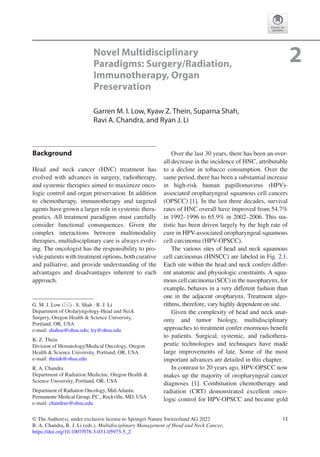 Multidisciplinary Management Of Head And Neck Cancer Ravi A Chandra | PDF
